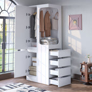 Wardrobe with Drawers and Open Storage, 70x40x170cm, White