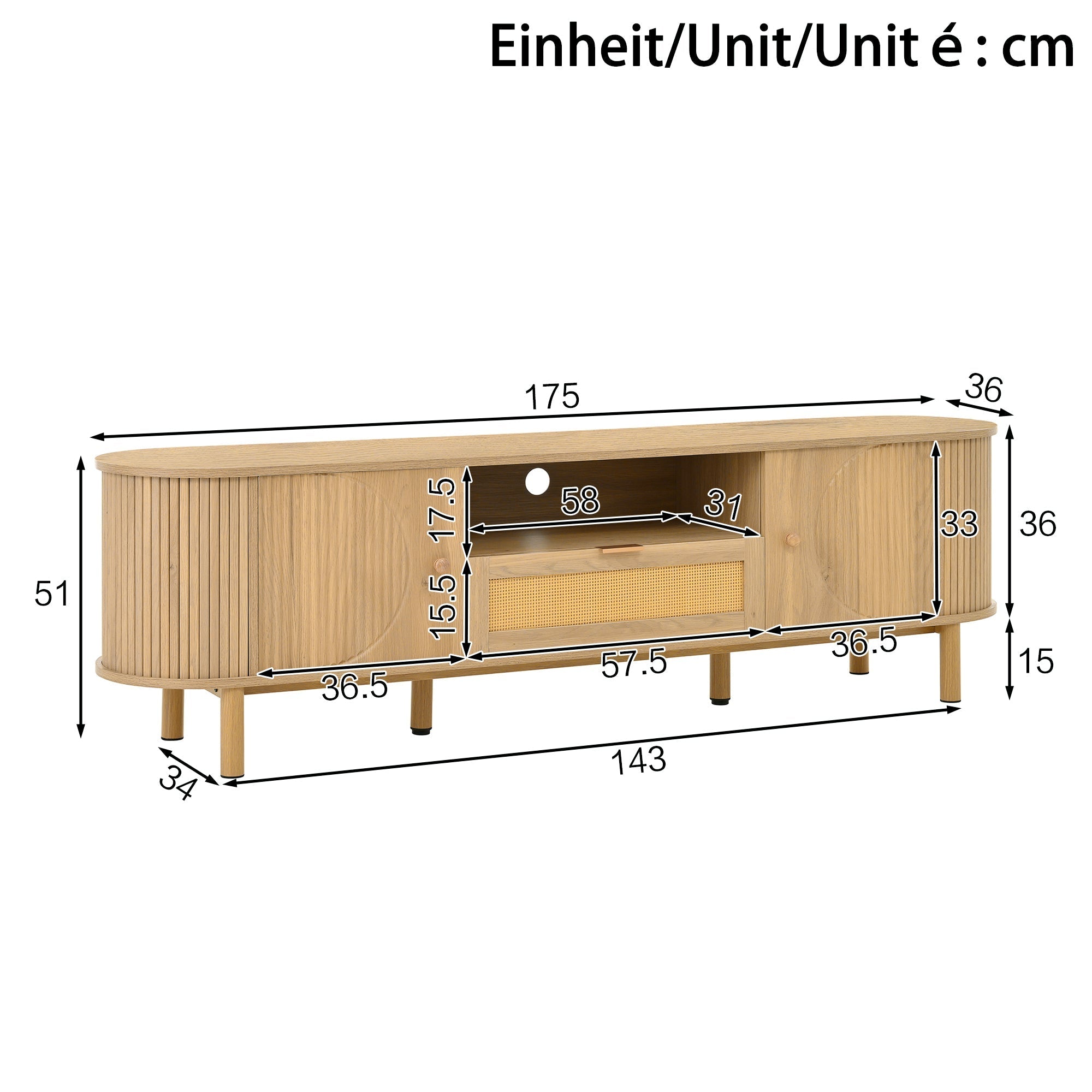 Living Room Furniture Set, Adjustable Coffee Table TV Cabinet Storage Modern Design