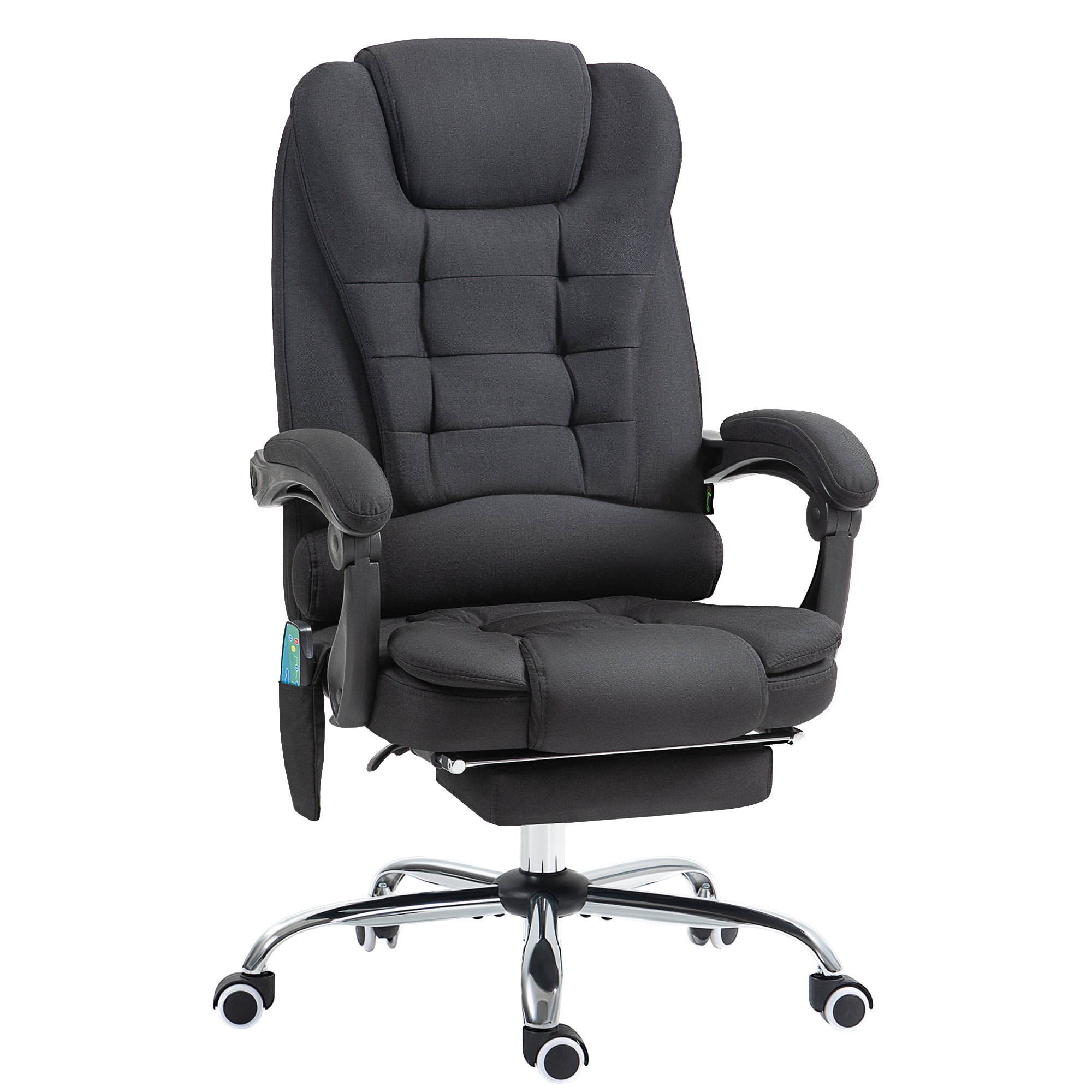 Vinsetto Office Chair, Massage Ergonomic Reclining Heating Footrest, Black