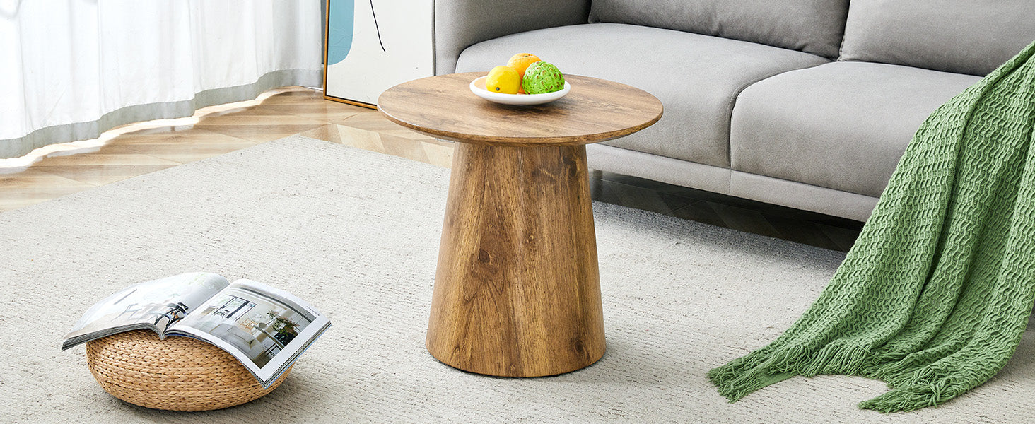 Round Coffee Table 50cm Ø 48cm H Side Table - Natural Wood Look MDF