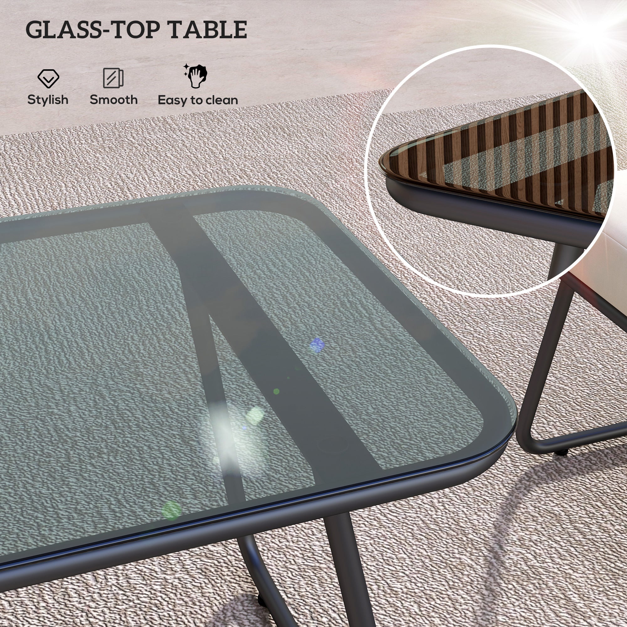 Outdoor Sofa Set, Four-Piece Strong Panel Rattan - Natural