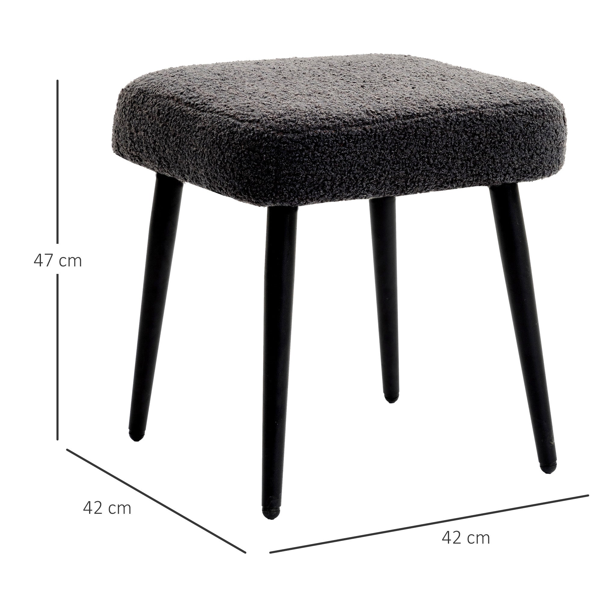 Hocker quadratisch, Wohn- und Schlafzimmer, Dunkelgrauer Kaschmir-Effekt