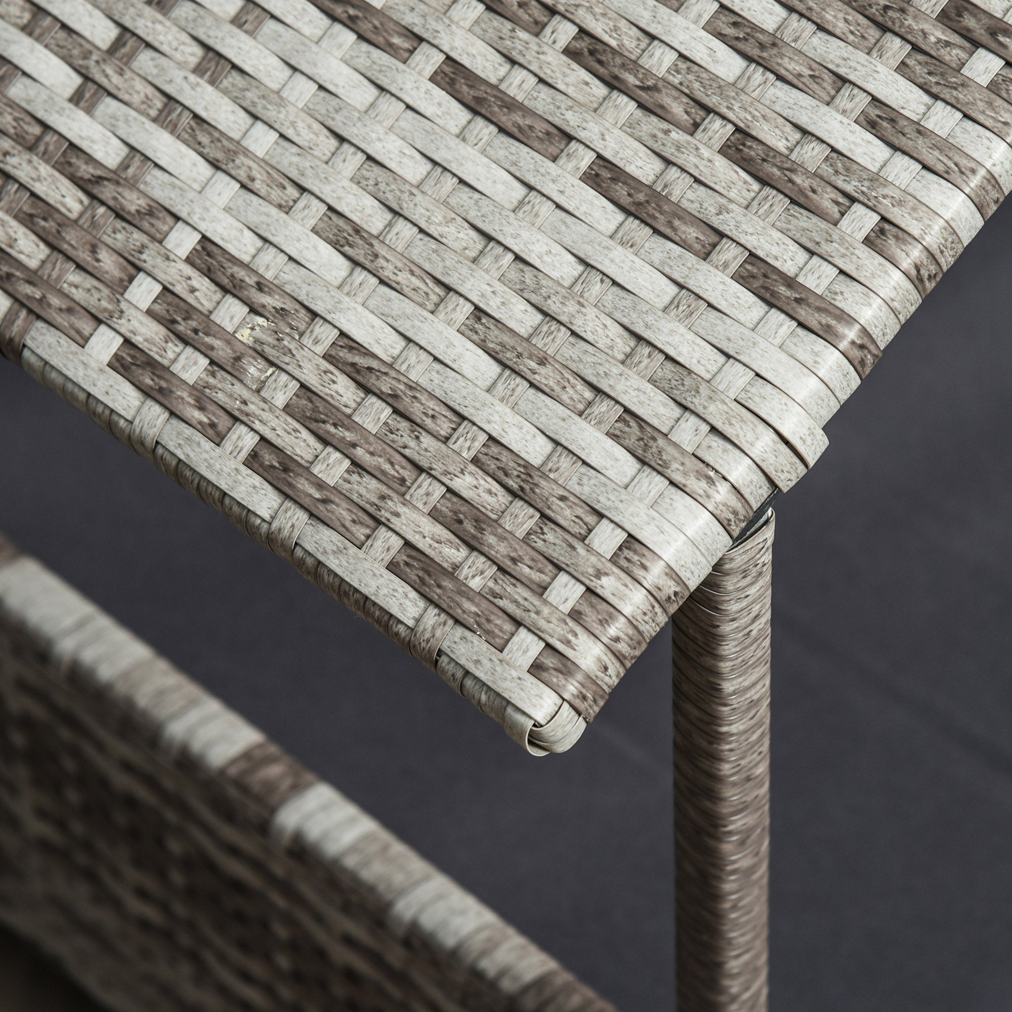 Rattan Dog House with Cushion, Outdoor Kennel, Grey Plastic