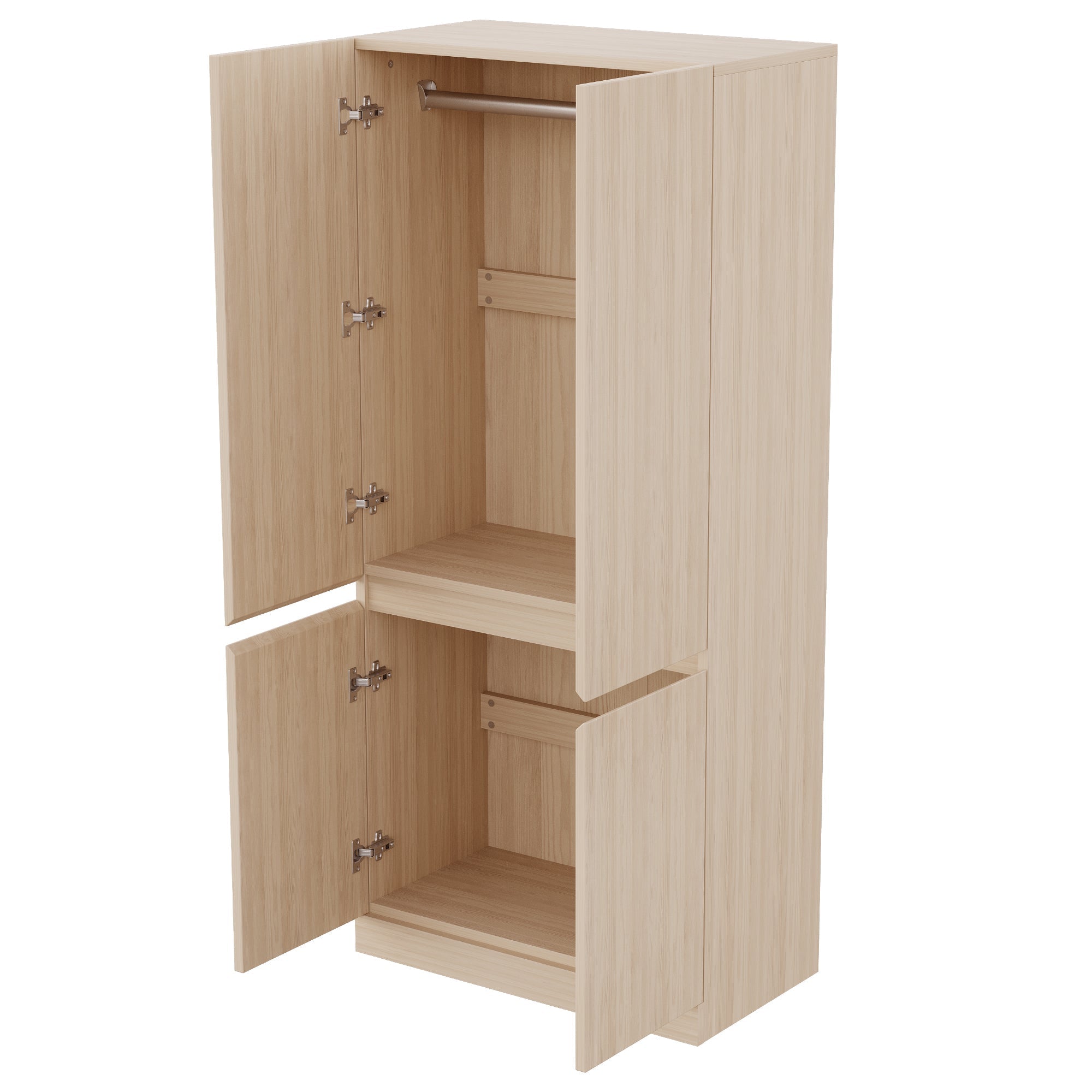 Wardrobe Double Door Large Storage 70x40x170cm Wood Color