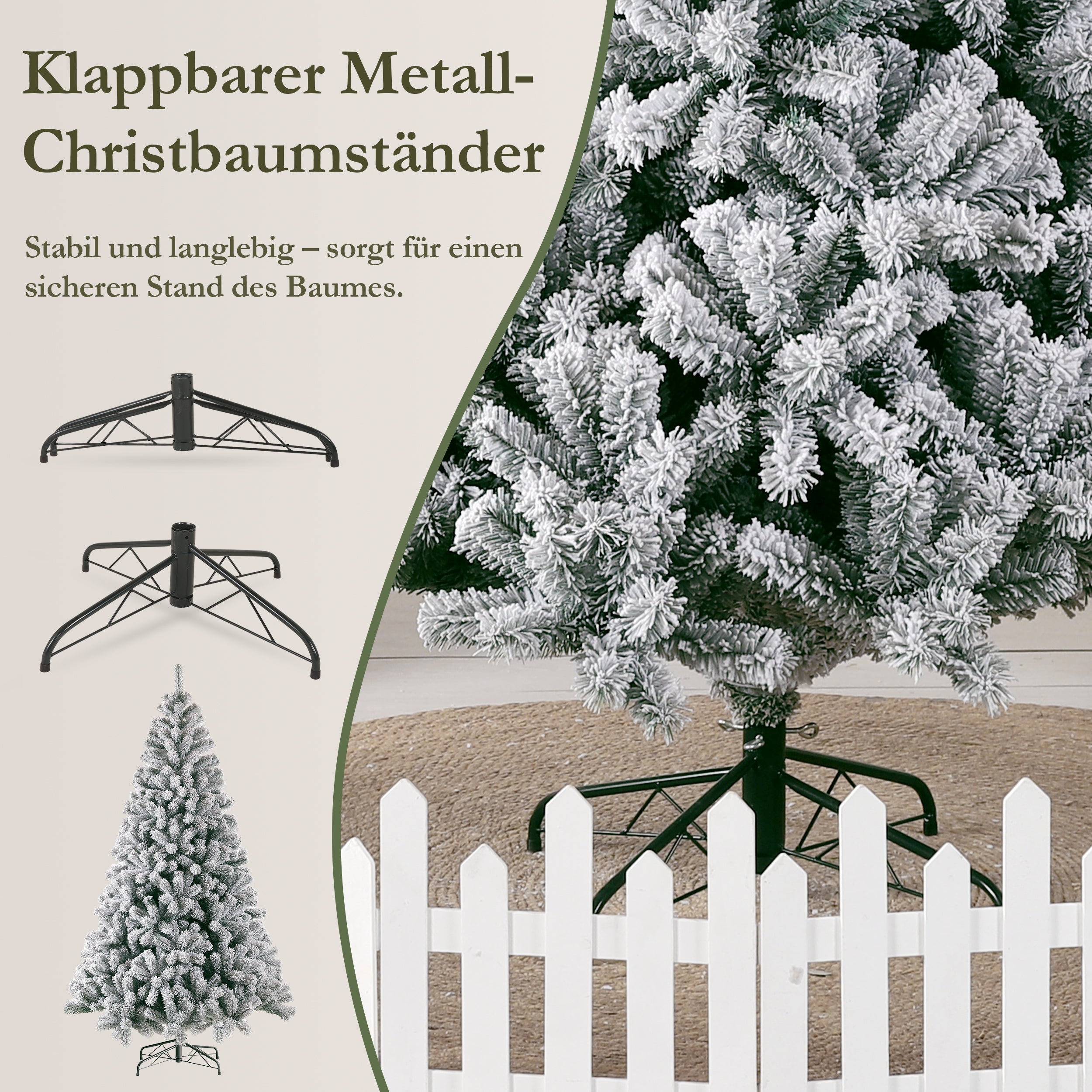 Weihnachtsbaum mit Kunstschnee, 180cm, 1006 Spitzen, realistisch, PVC