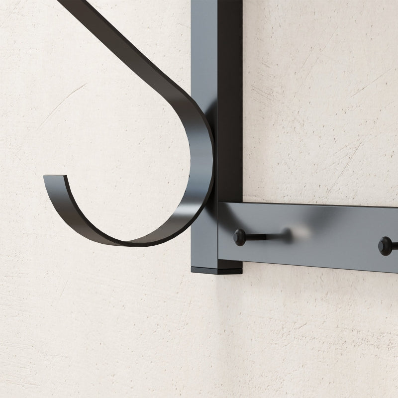 Wandgarderobe, 5 Haken mit Ablagefach, Grau