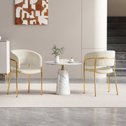 2 Modern Chairs with Angled Legs and Adjustable Feet, Beige Corduroy