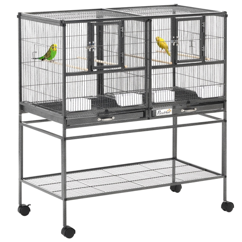 Large Bird Cage Parrot Cage with Divider, Slide Tray - 95 x 45.5 x 102 cm