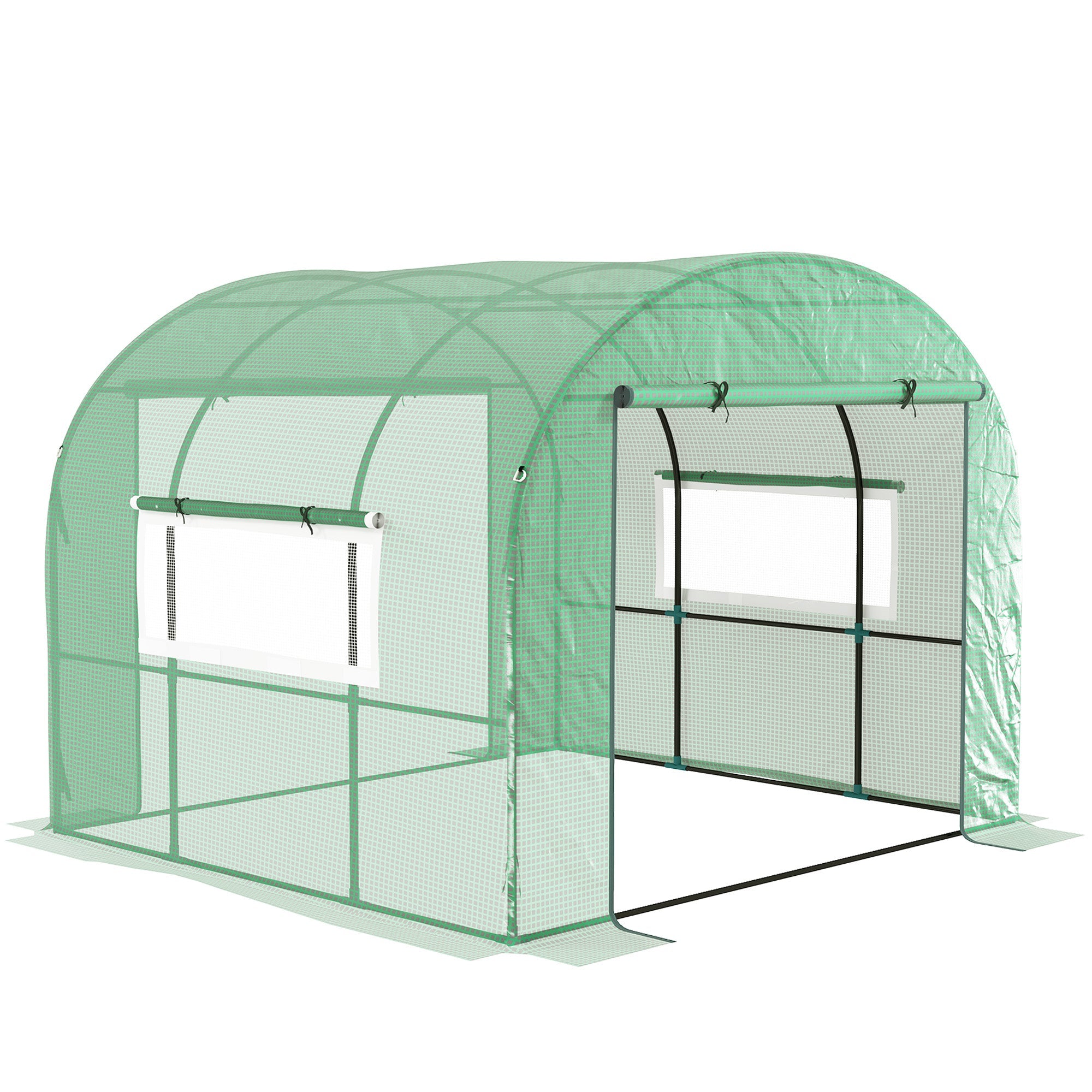 Walk-In Polytunnel Greenhouse, 300 x 300cm, Green
