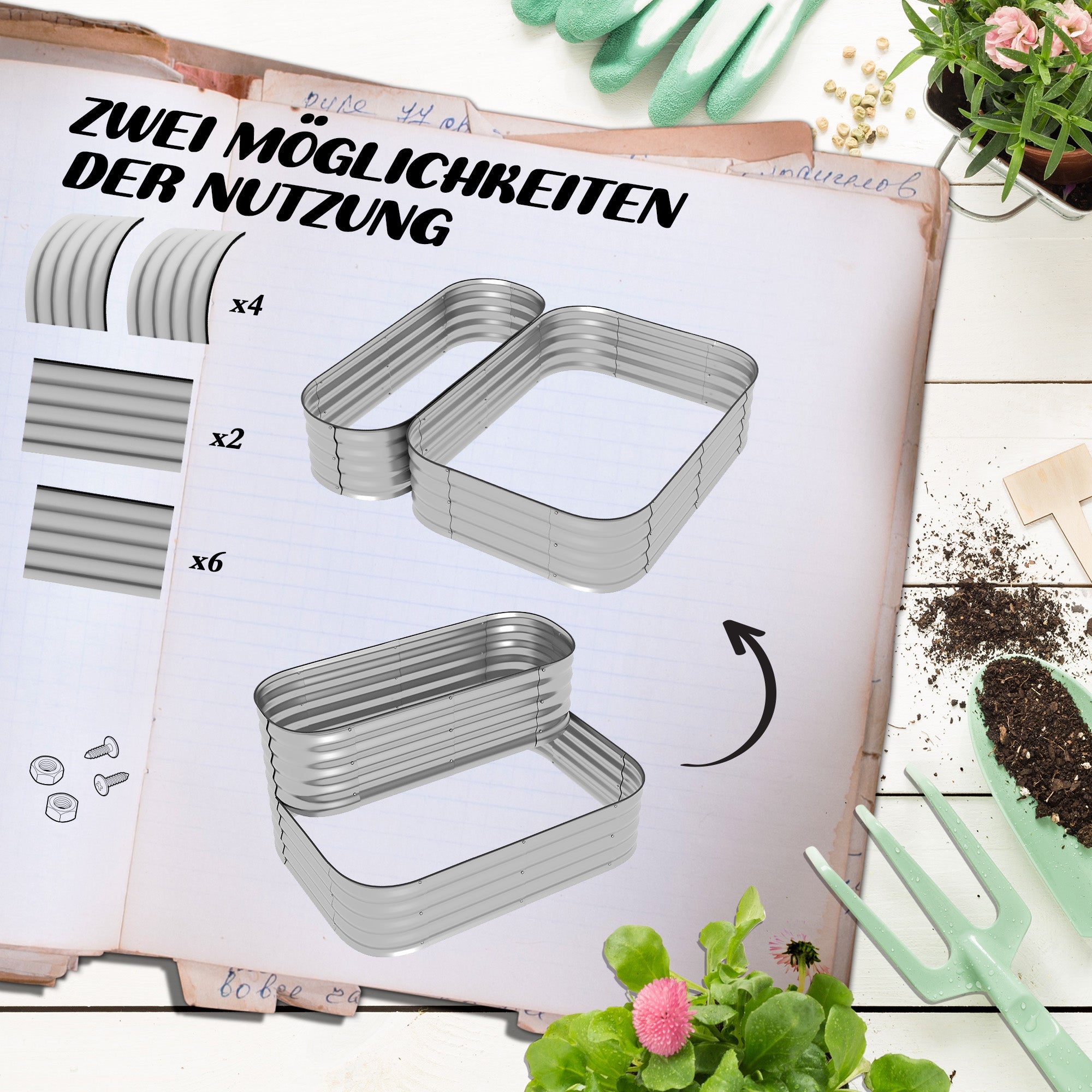 Flower Shelf Plant Shelf Garden Balcony 118x45x30cm Metal Silver
