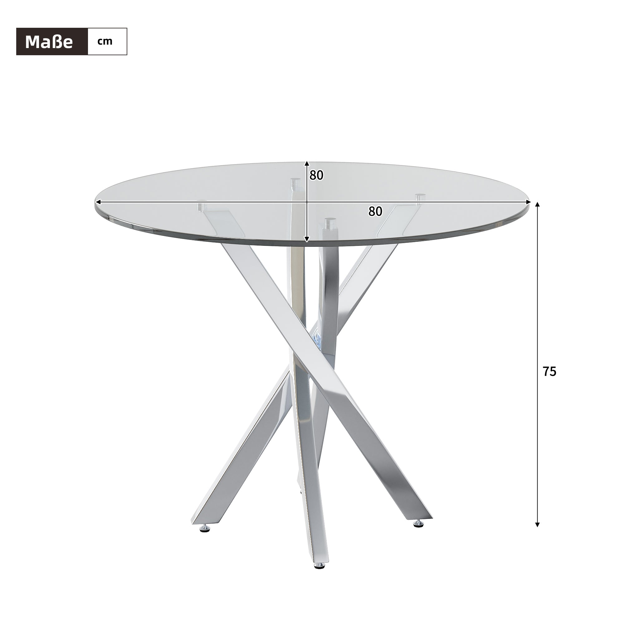 Dining Table Set with Tempered Glass Tabletop and 2 Chairs, Green and Silver