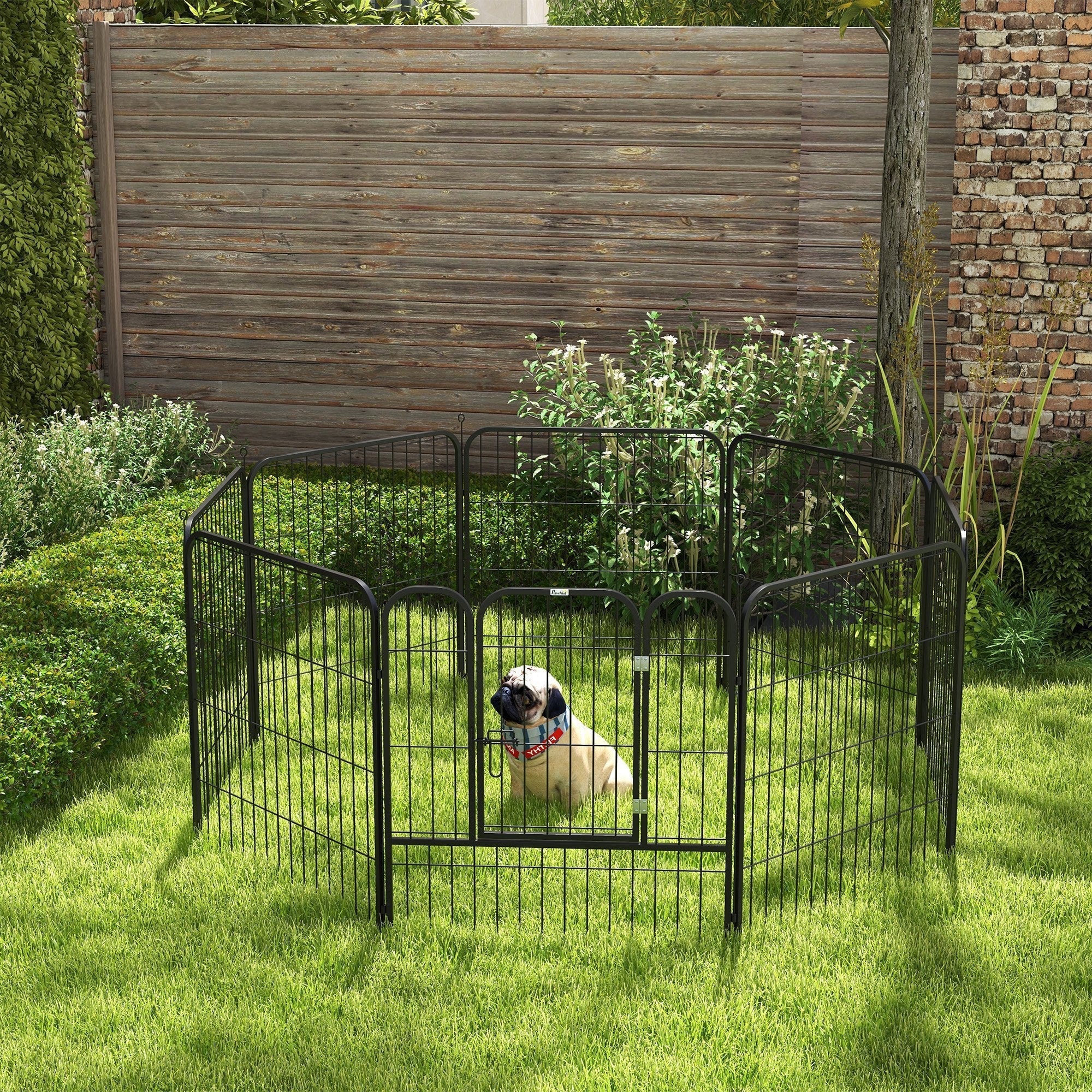 Puppy Run, Outdoor Enclosure, Customizable, Metal Black