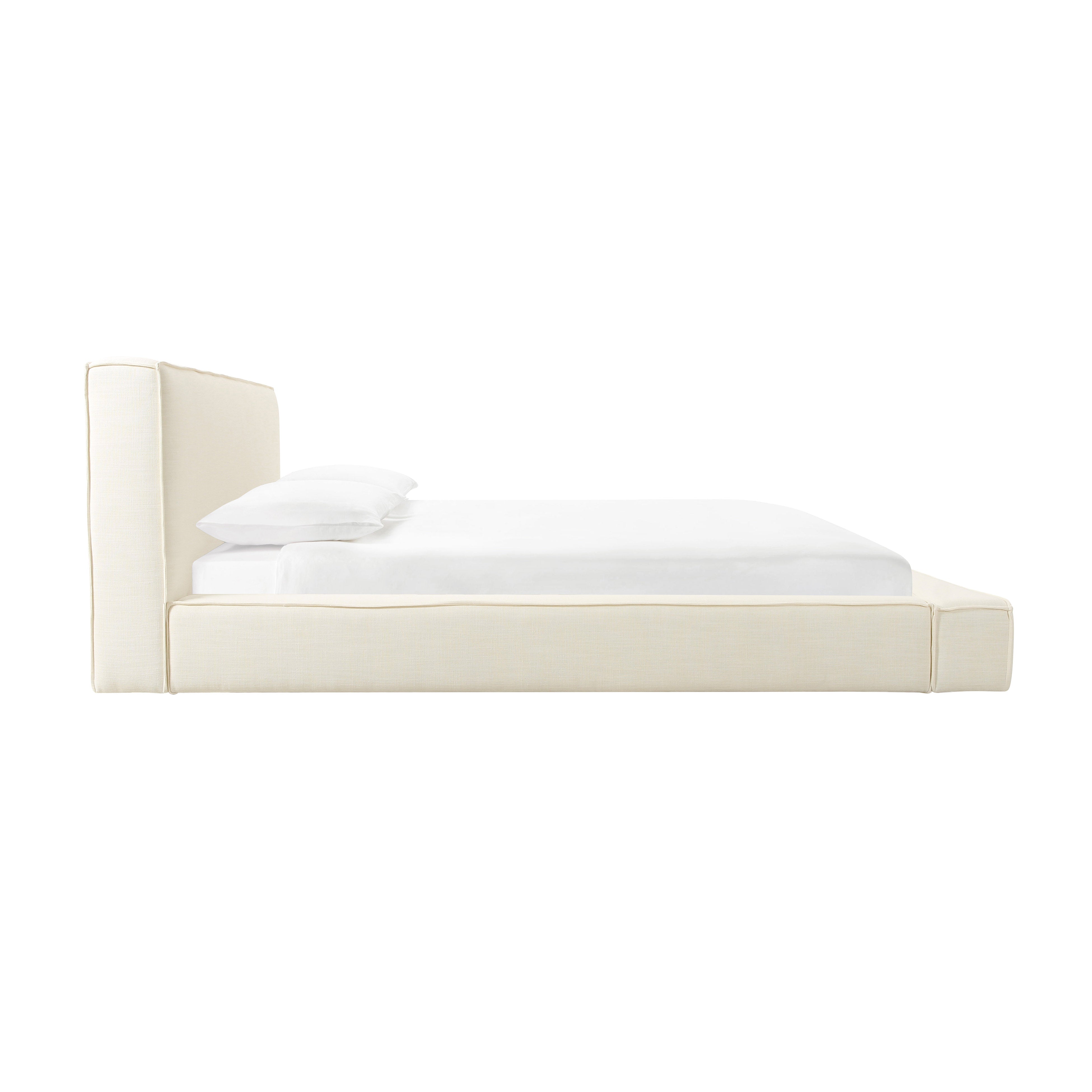 Olafur Super King Bed, Cream Linen