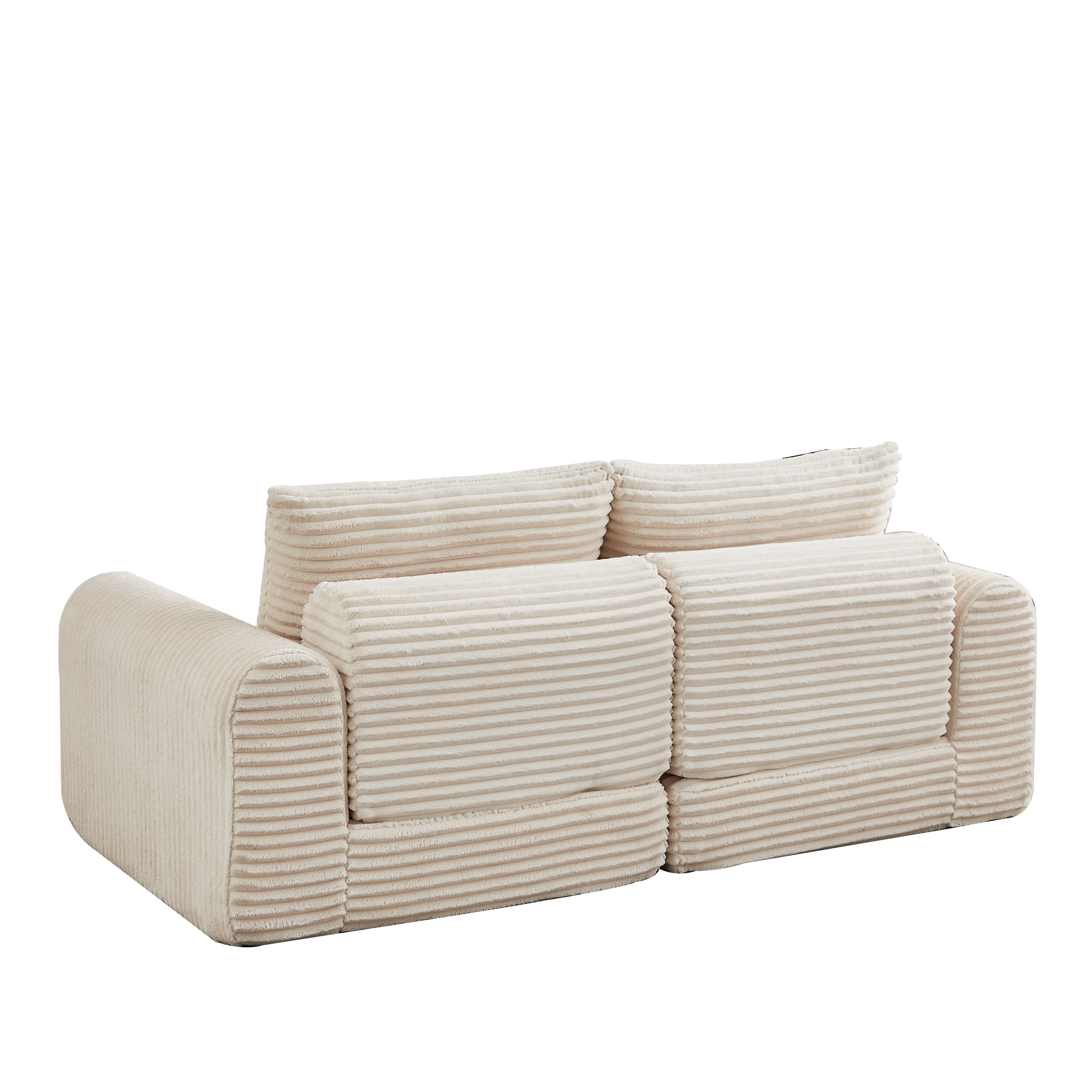Sofa Bed 2-in-1 Modular, Removable Footstool, Curved Armrests - Corduroy