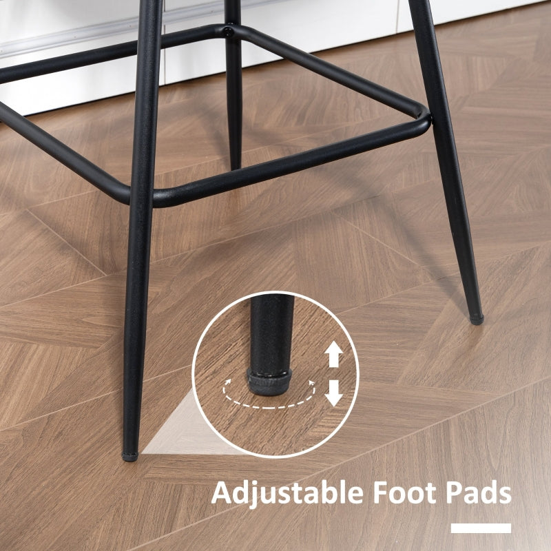 Bar Stools Swivel Set of 2 PU Leather Black