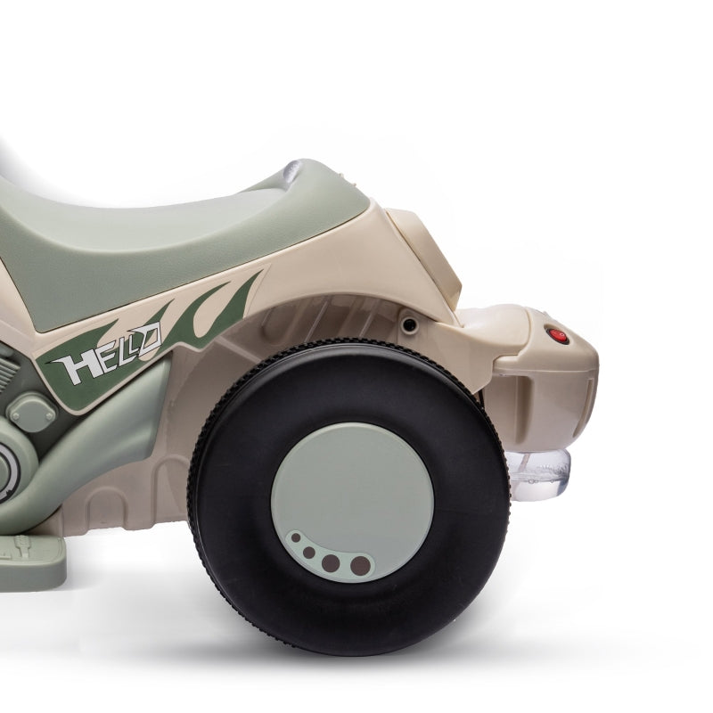 AIYAPLAY Children's Electric Motorcycle, 6V with Music, Bubbles, Headlight, Cream White