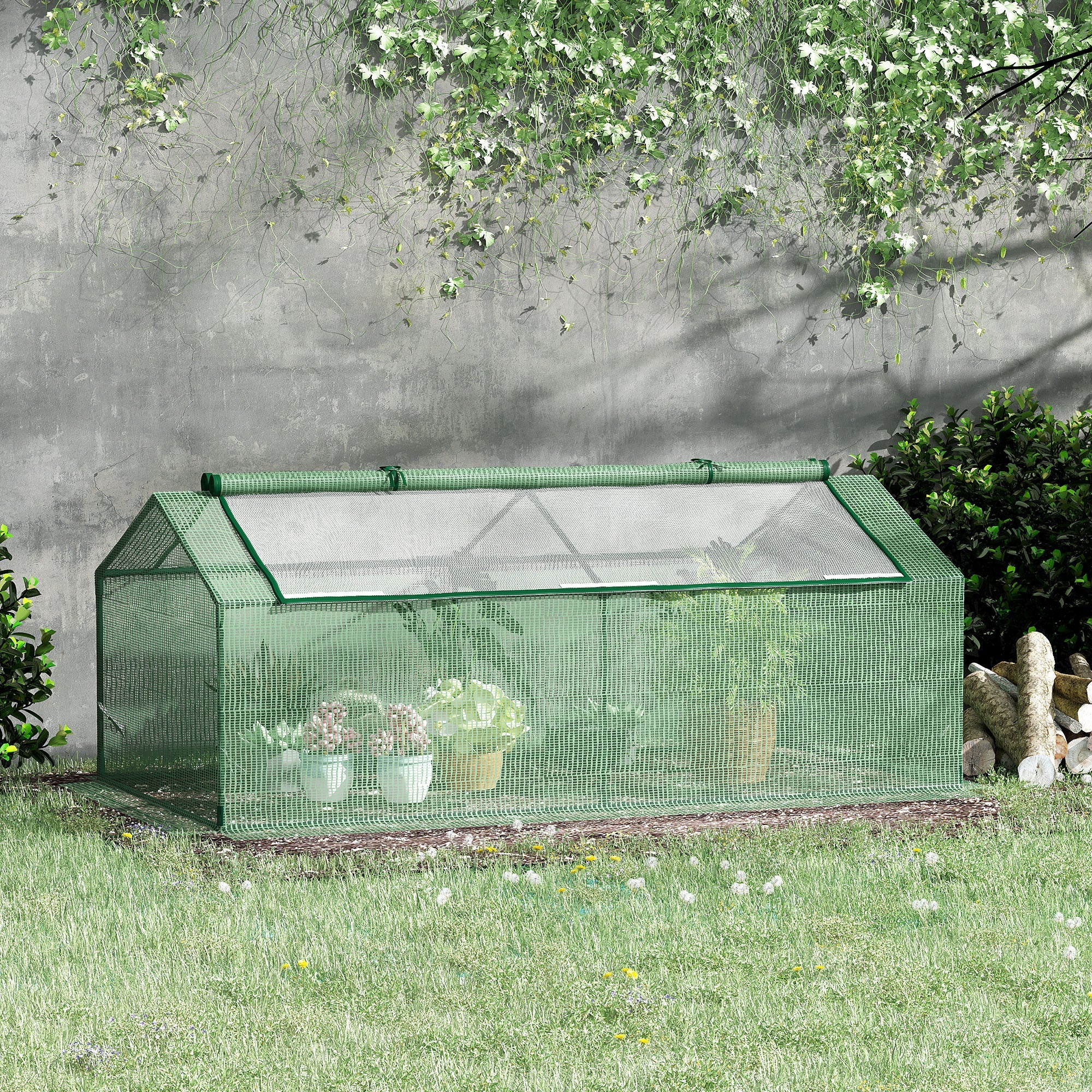 Foil Greenhouse Cold Frame with Window 180x90x70cm - Green