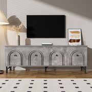 TV Stand, 4-Door 160 cm, Stylish Design, Soft-Close Hinges, Grey