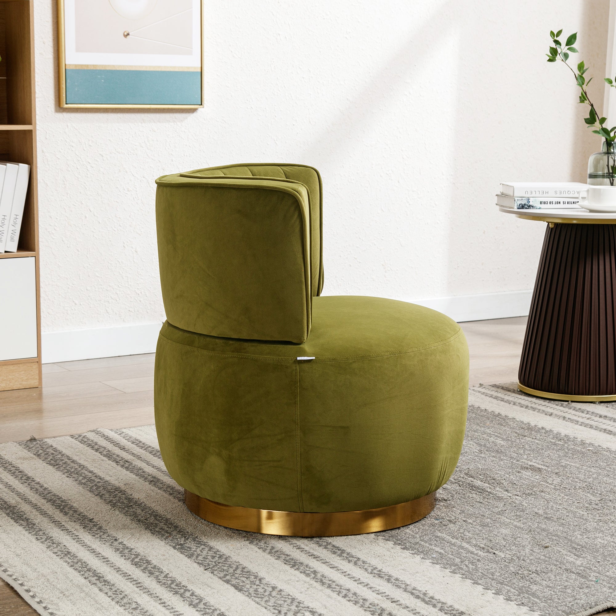 Swivel Shell Chair 360° Velvet - Olive Green