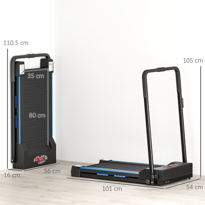 Folding Motorised Treadmill, Home Walking Machine, Blue