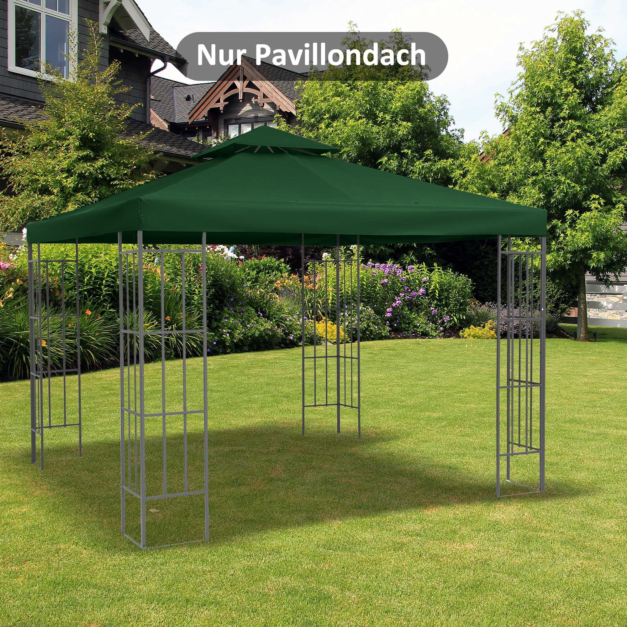 Pavilion Roof Replacement 3x3m Water-Repellent Charcoal Grey Polyester