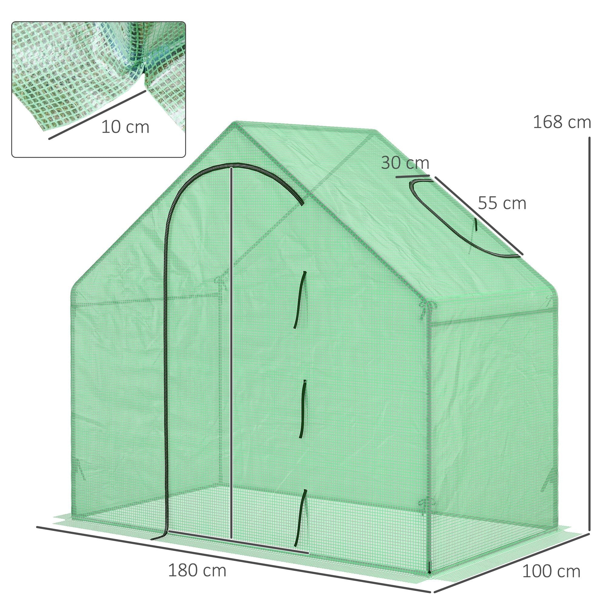 Foil Greenhouse, Tomato House 180x100x168cm with Window and Door, Steel/PVC Plastic