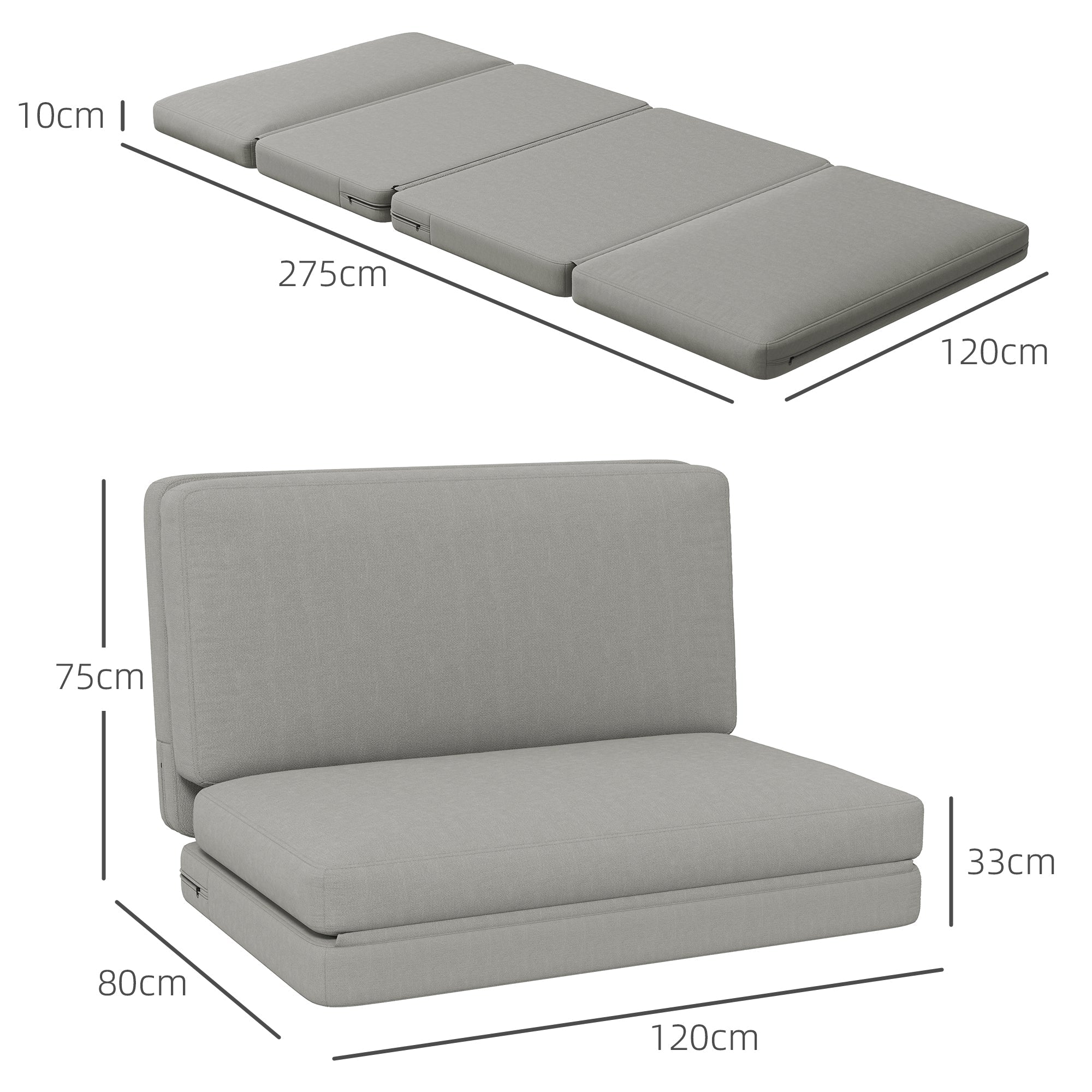 3-in-1 Schlafsofa mit Stauraum, Samt, Hellgrau