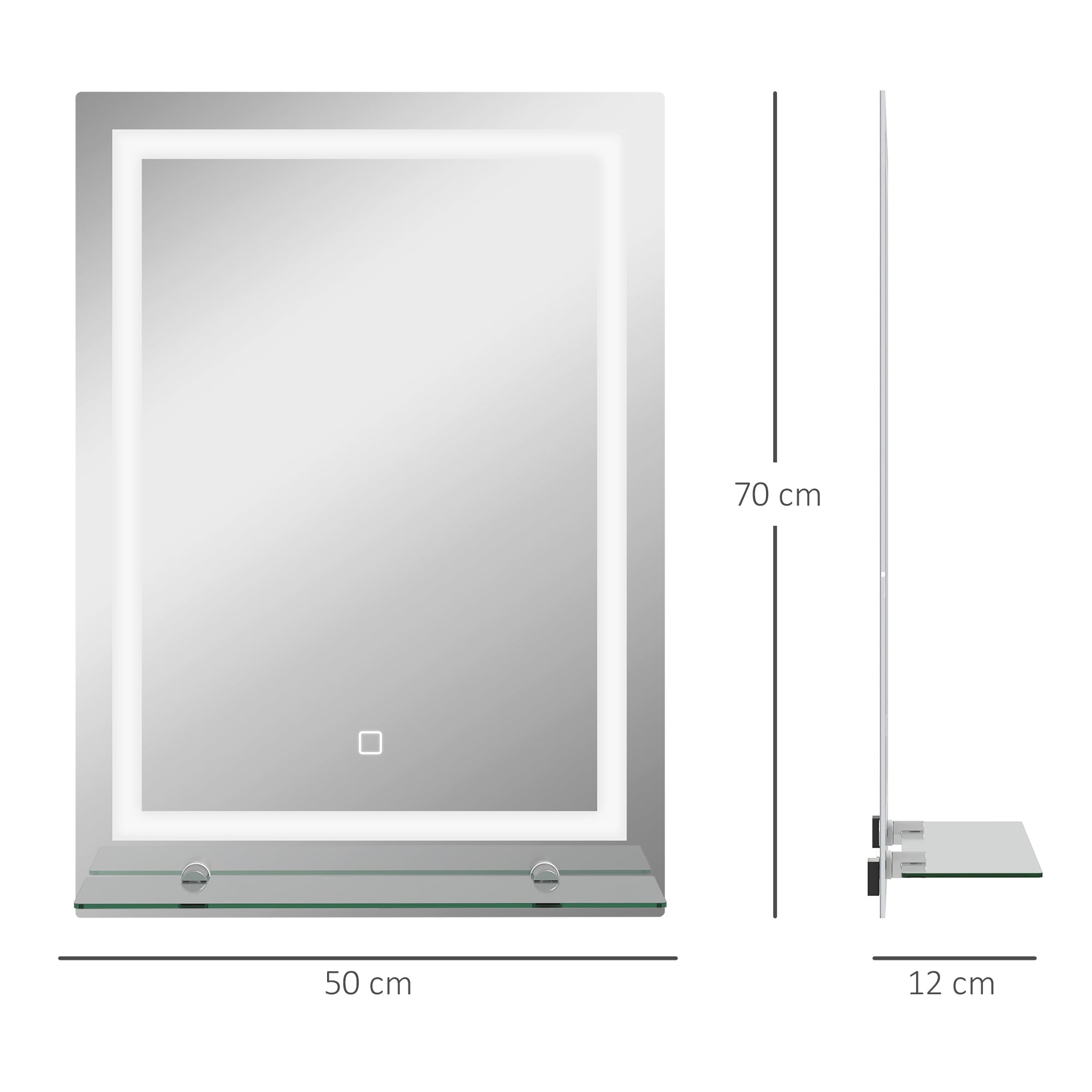 kleankin Bathroom Mirror, LED Lighting, 3 Light Colors, Aluminum