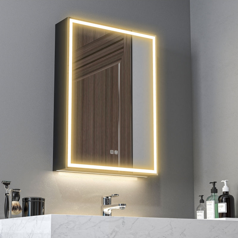 Mirror Cabinet with LED, Dimmable, Anti-Fog, Black