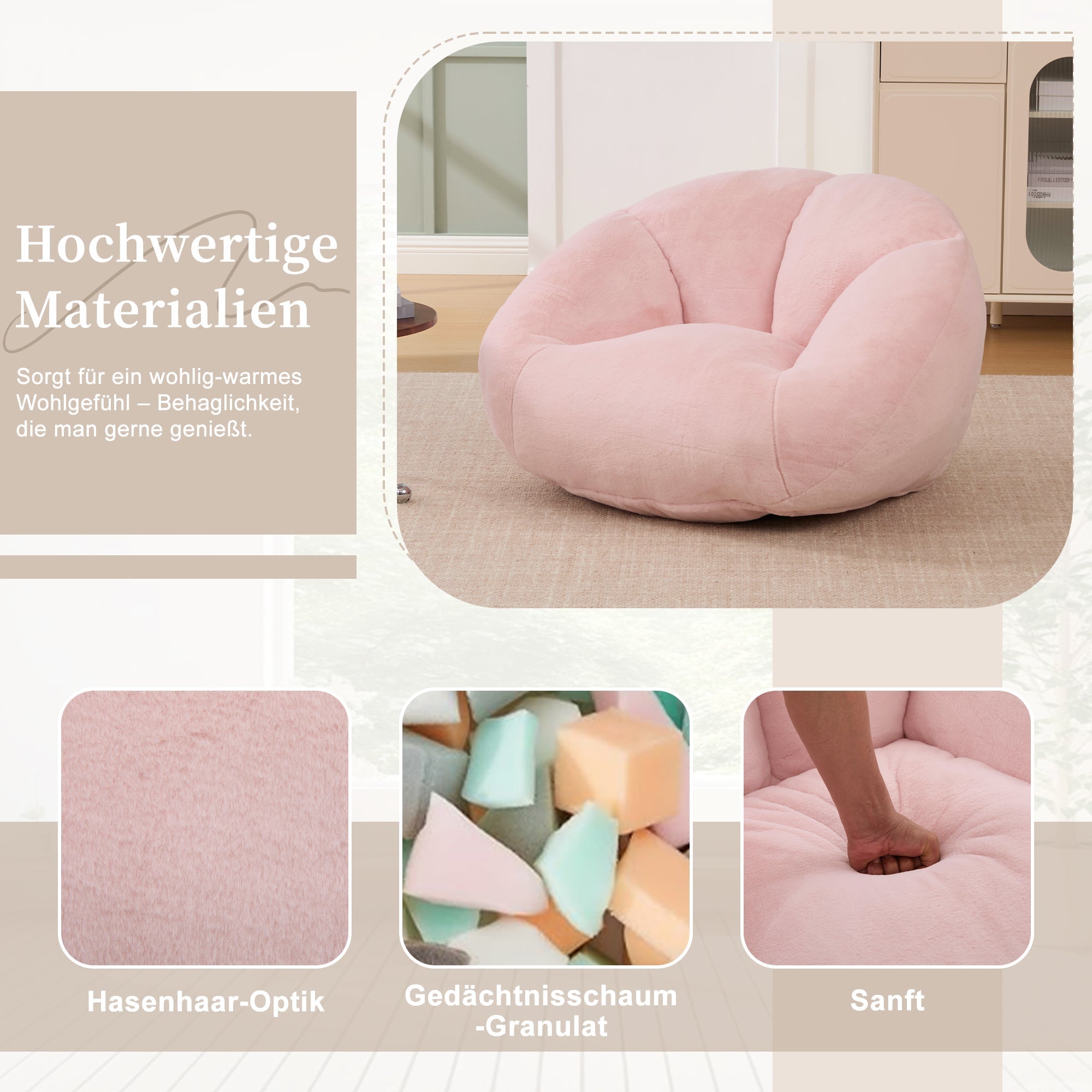 Beanbag Sofa Soft Plush Non-slip No Assembly Required