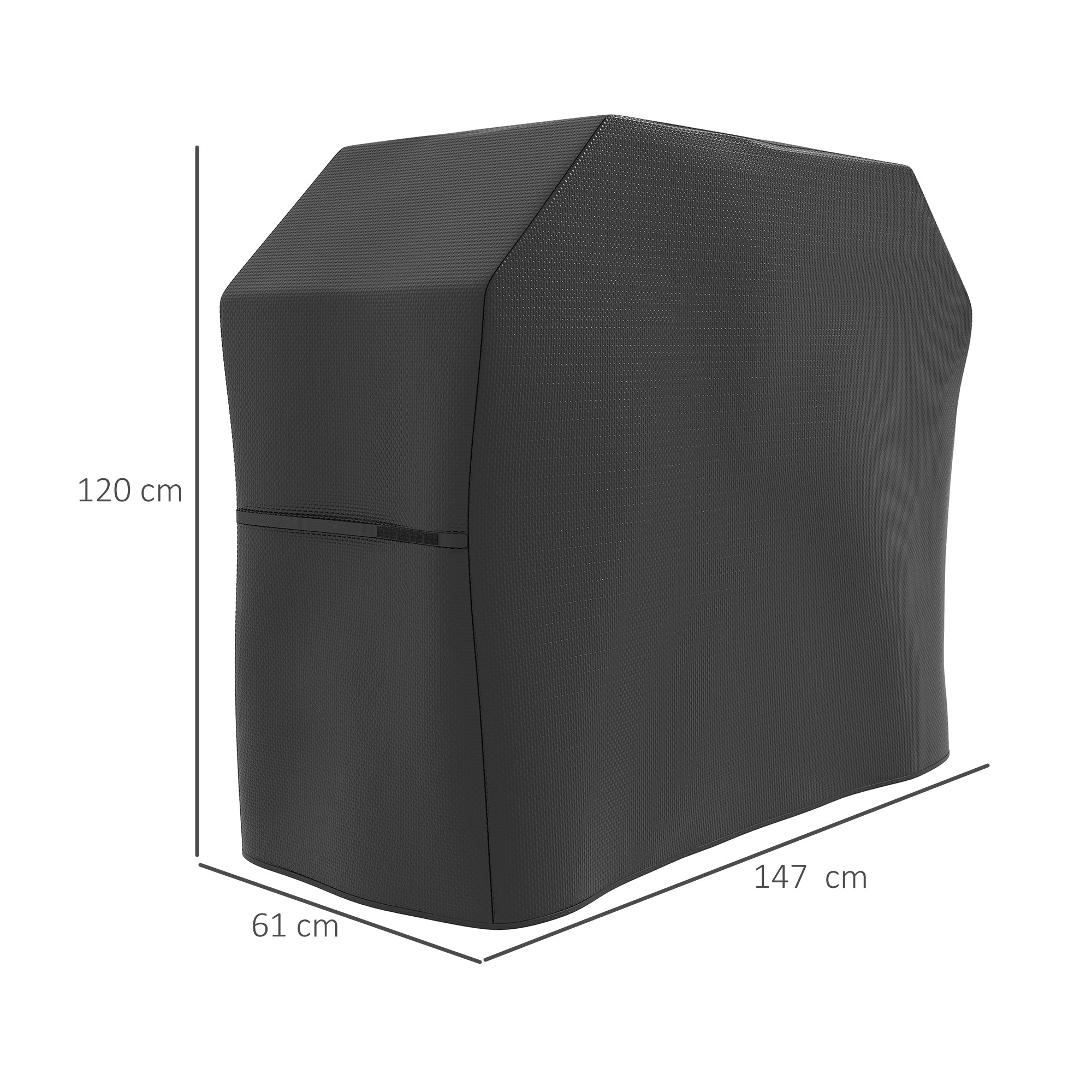 Protective Grill Cover, 147 x 61cm Weather-Resistant, Durable Plastic Coated Black