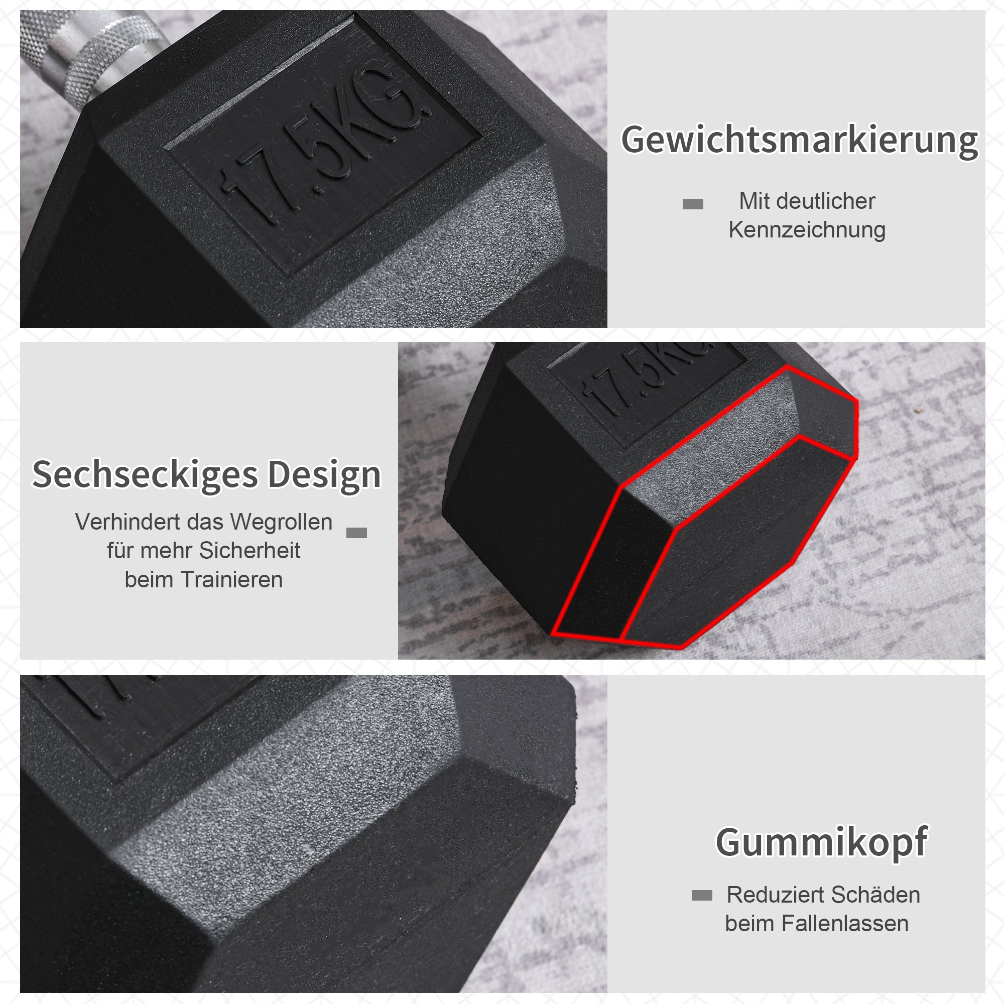 Hexagon Dumbbells 17.5kg Strength Training Black