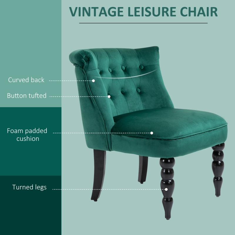 Velvet-Feel Wingback Accent Chair with Wooden Legs, Green