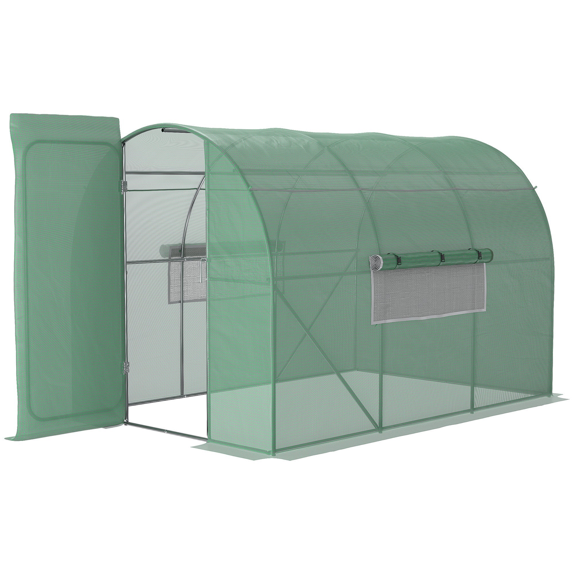Large Polytunnel Greenhouse Walk-In Galvanised Steel Frame Green