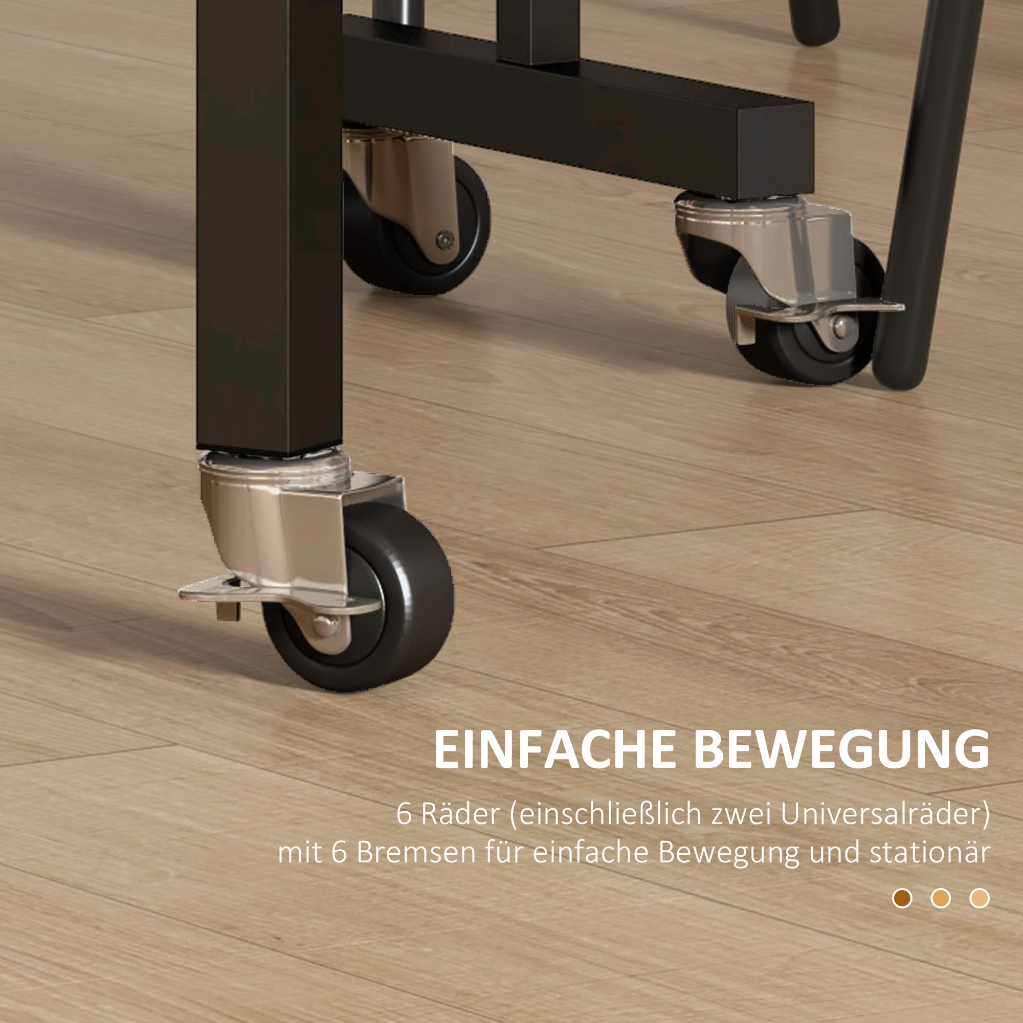 Folding Dining Table, Extendable 4-6 People Wheels Steel Legs