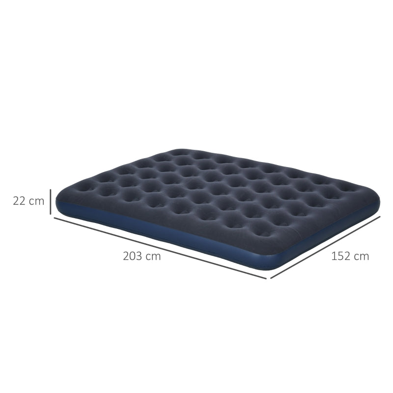 Folding Double Camping Bed Air Bed 203x152x22cm for camping & guests, dark blue