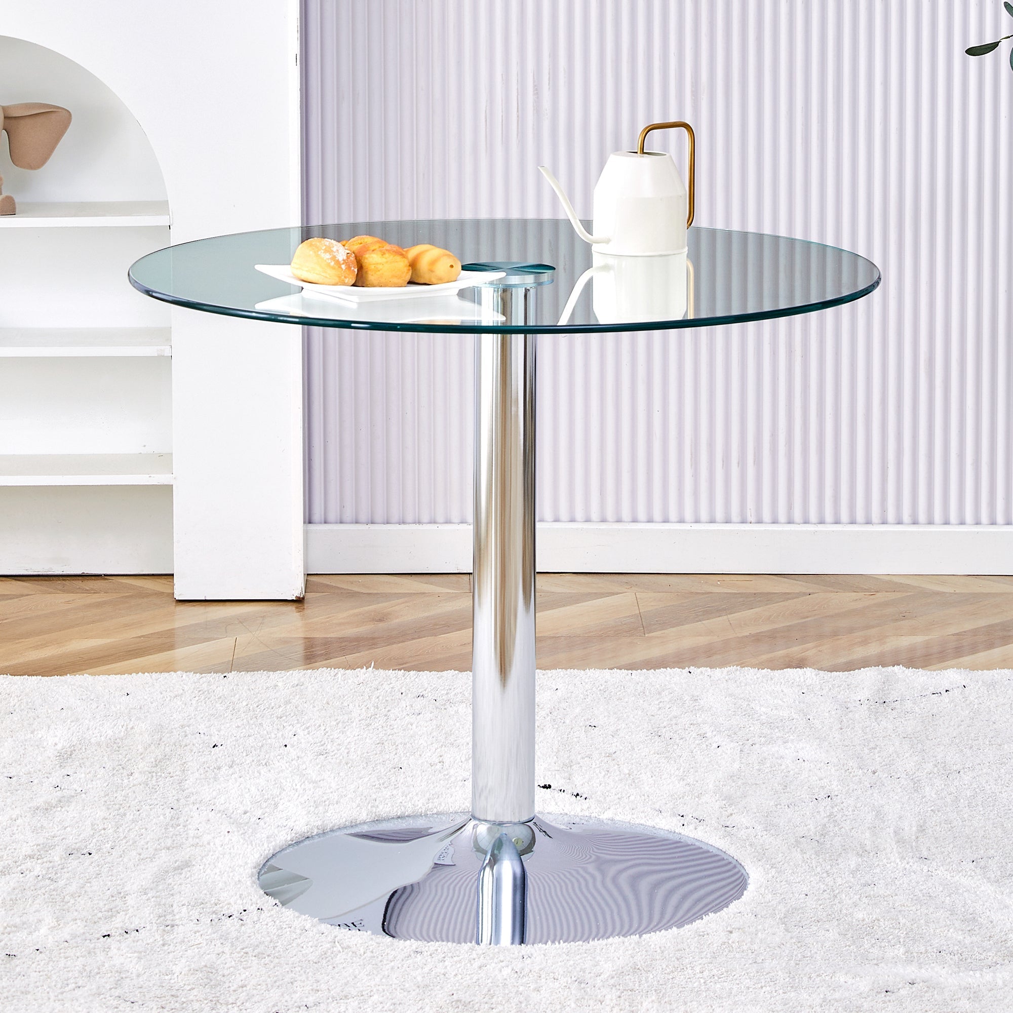 Glass Beam Table Modern Minimalist Round 85cm