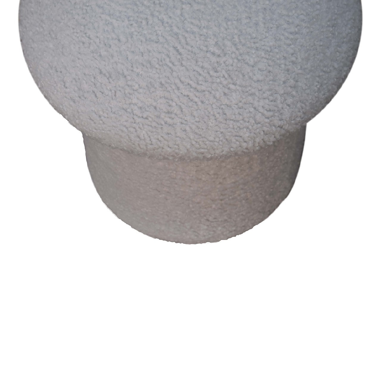 Solid Wood Mushroom Footstool Upholstered Boucle Fabric White