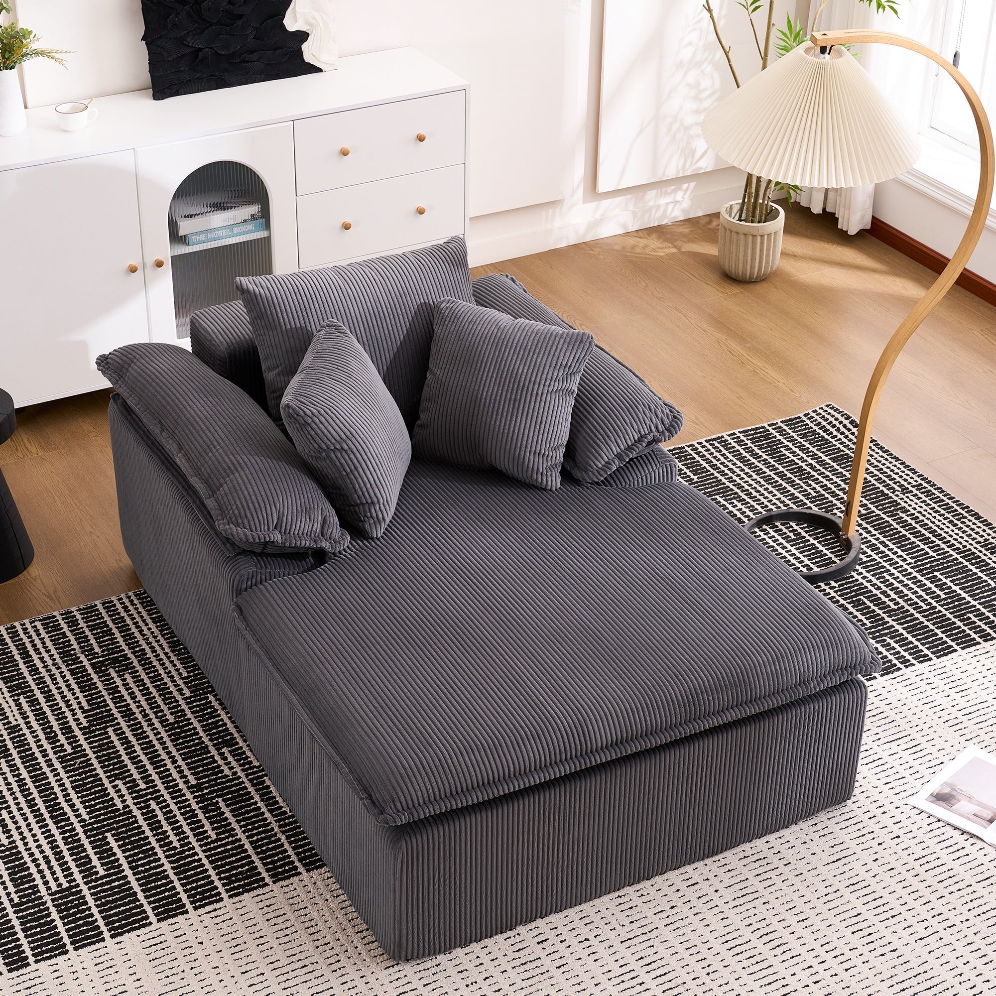 Reclining Sofa Frameless Wide Armrests 46cm High