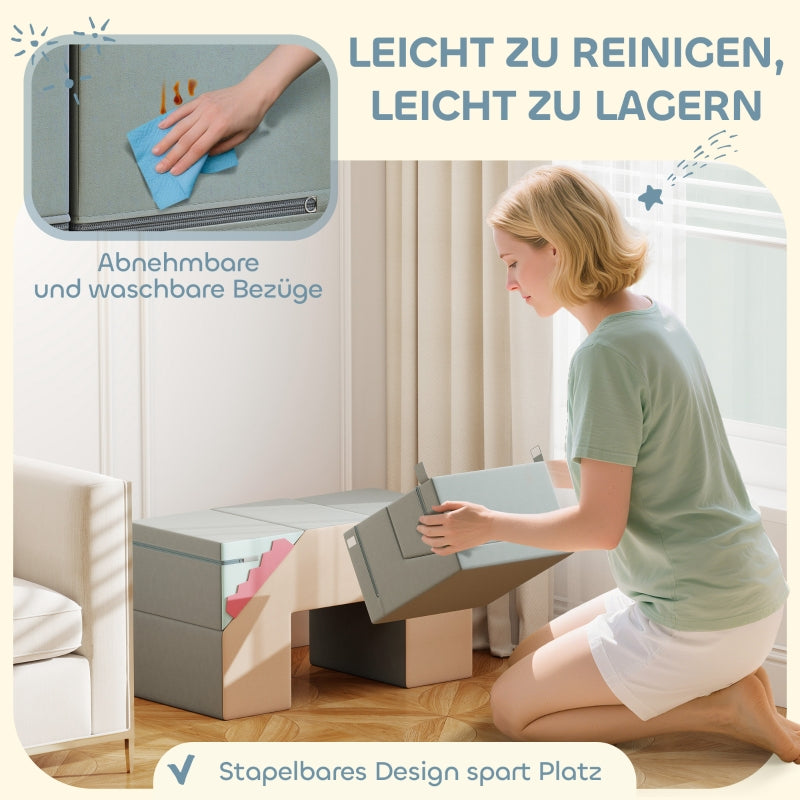 Soft Play Blocks Set, 2-Piece Toddler Climbing & Building, Colorful Foam