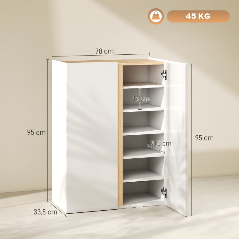 Shoe Cabinet, 6-Tier, 18 Pairs, Wood White