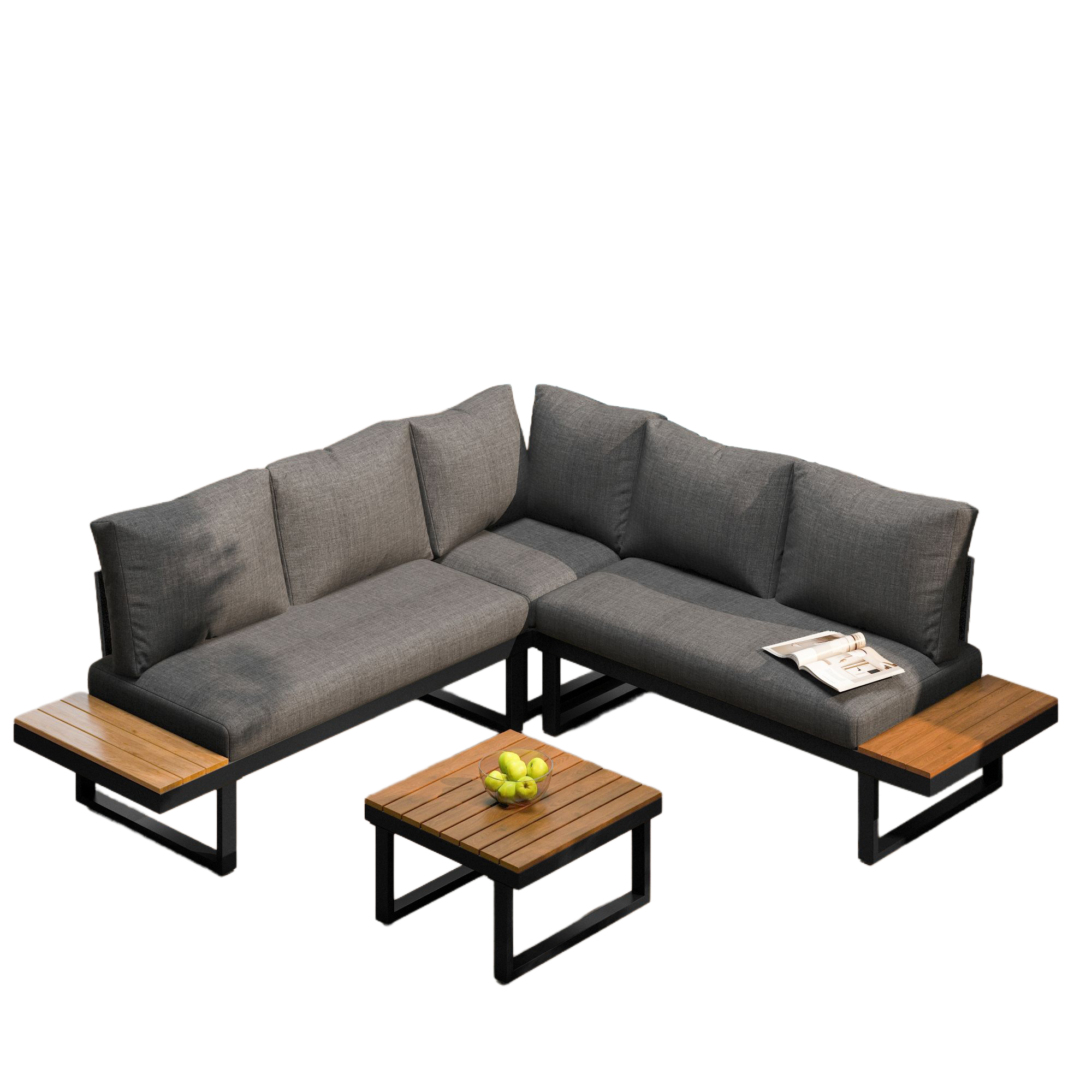 N634P240738S Patio Furniture Set with 7 Pieces and Cushions, Grey Rattan