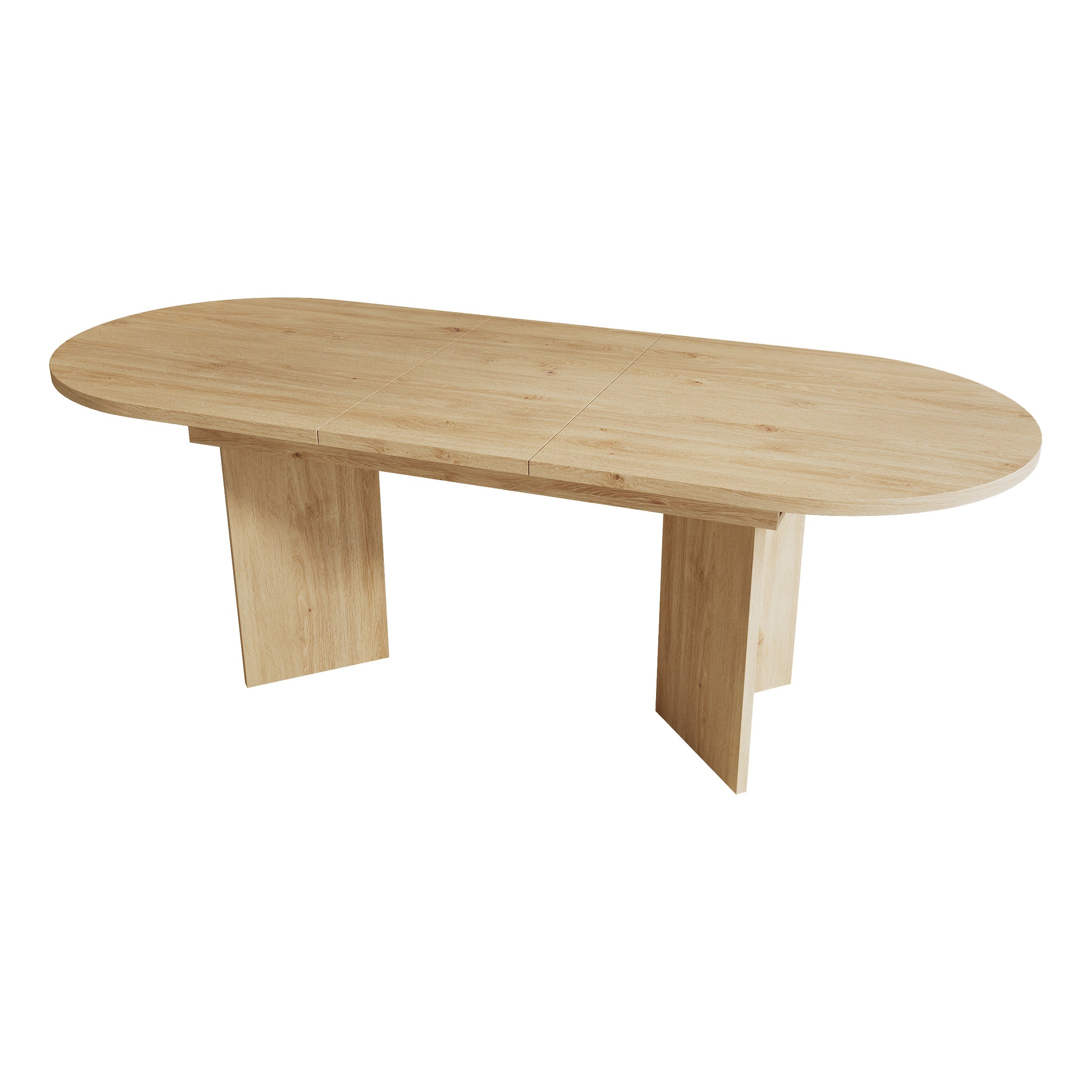Extendable Dining Table 140/180x90 cm Seats 6-8 Rounded Corners Simple Style Oak Color