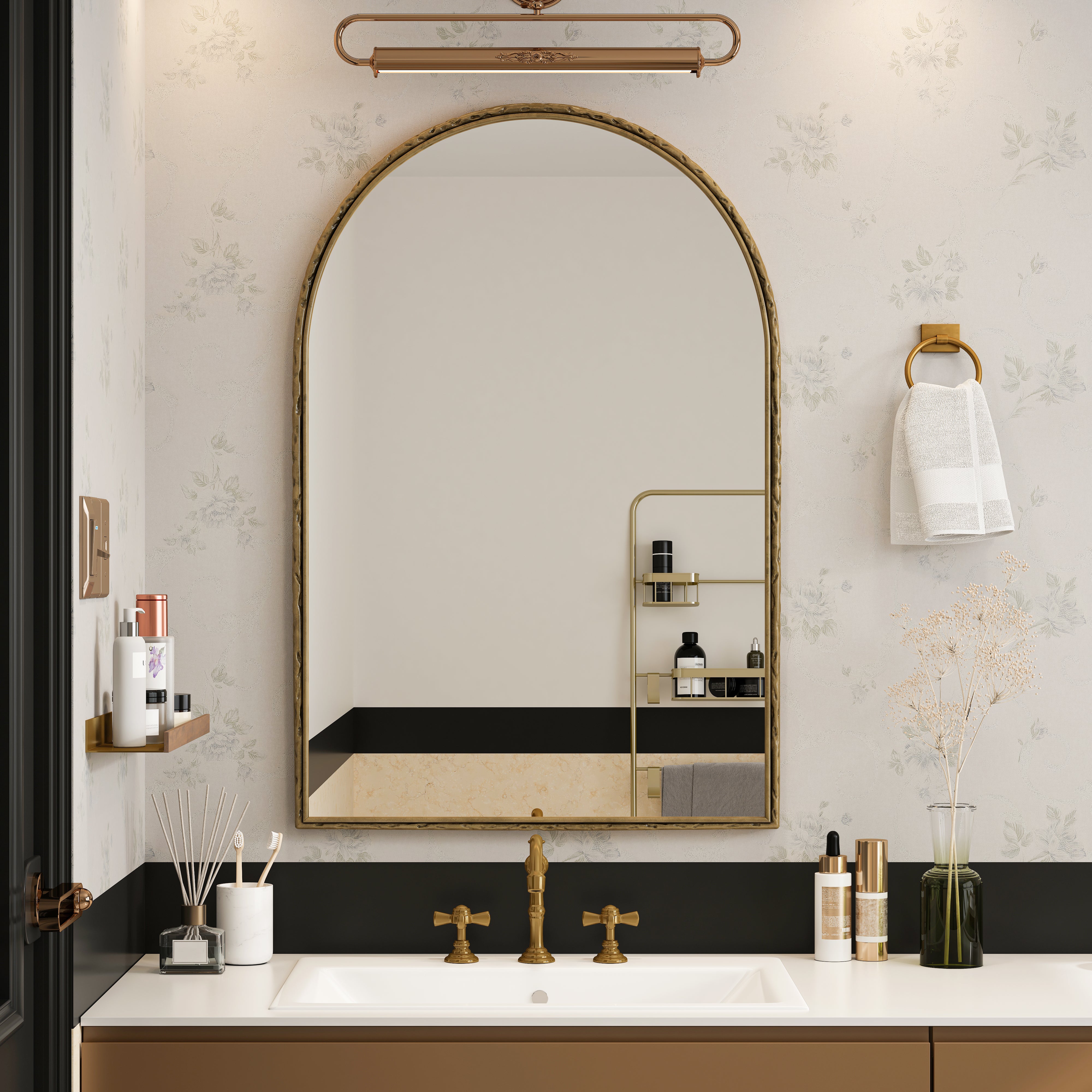 Arched Mirror Wall Decor Vanity Bathroom Gold