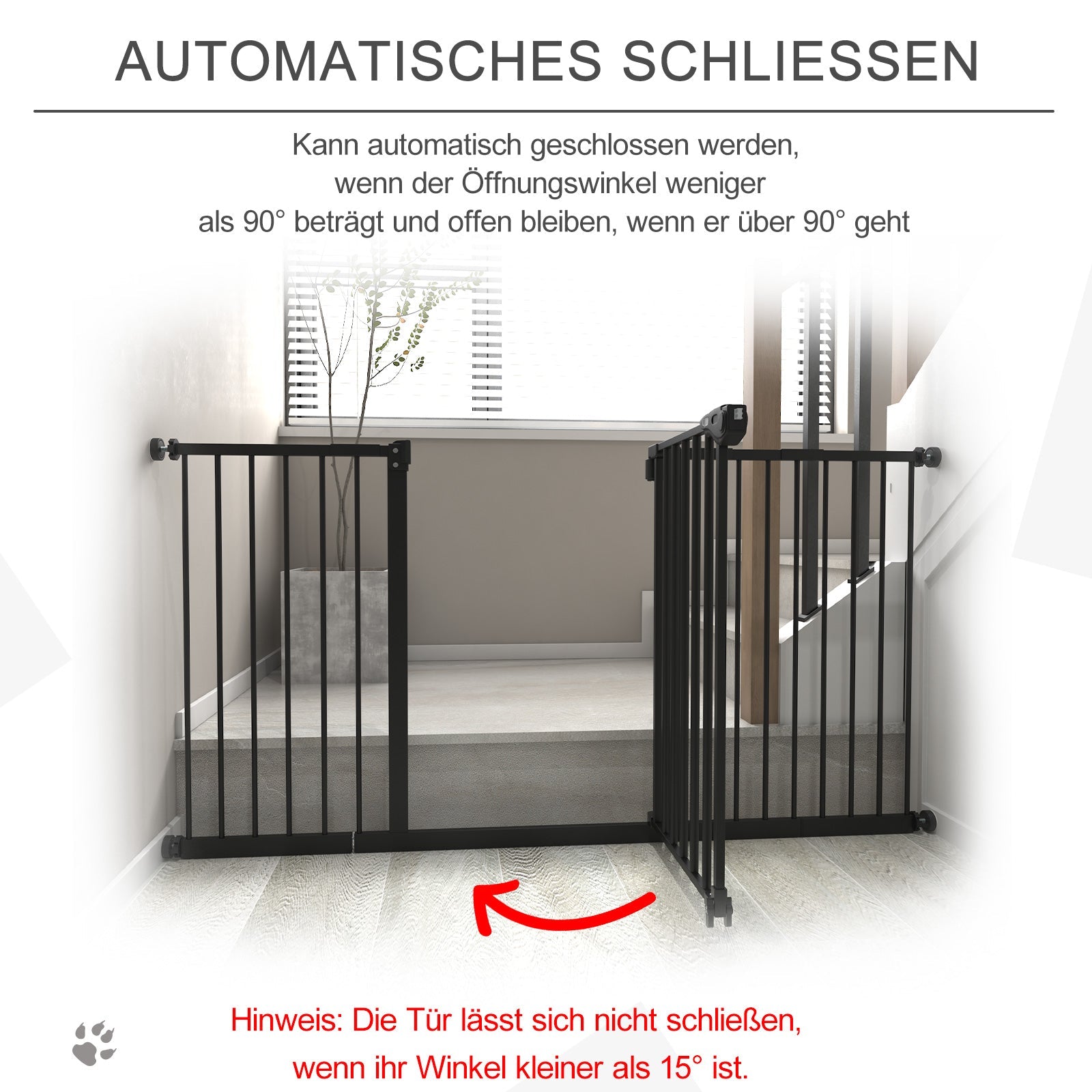 Pet Safety Gate, No Drilling Stair Gate, Metal Plastic, Black