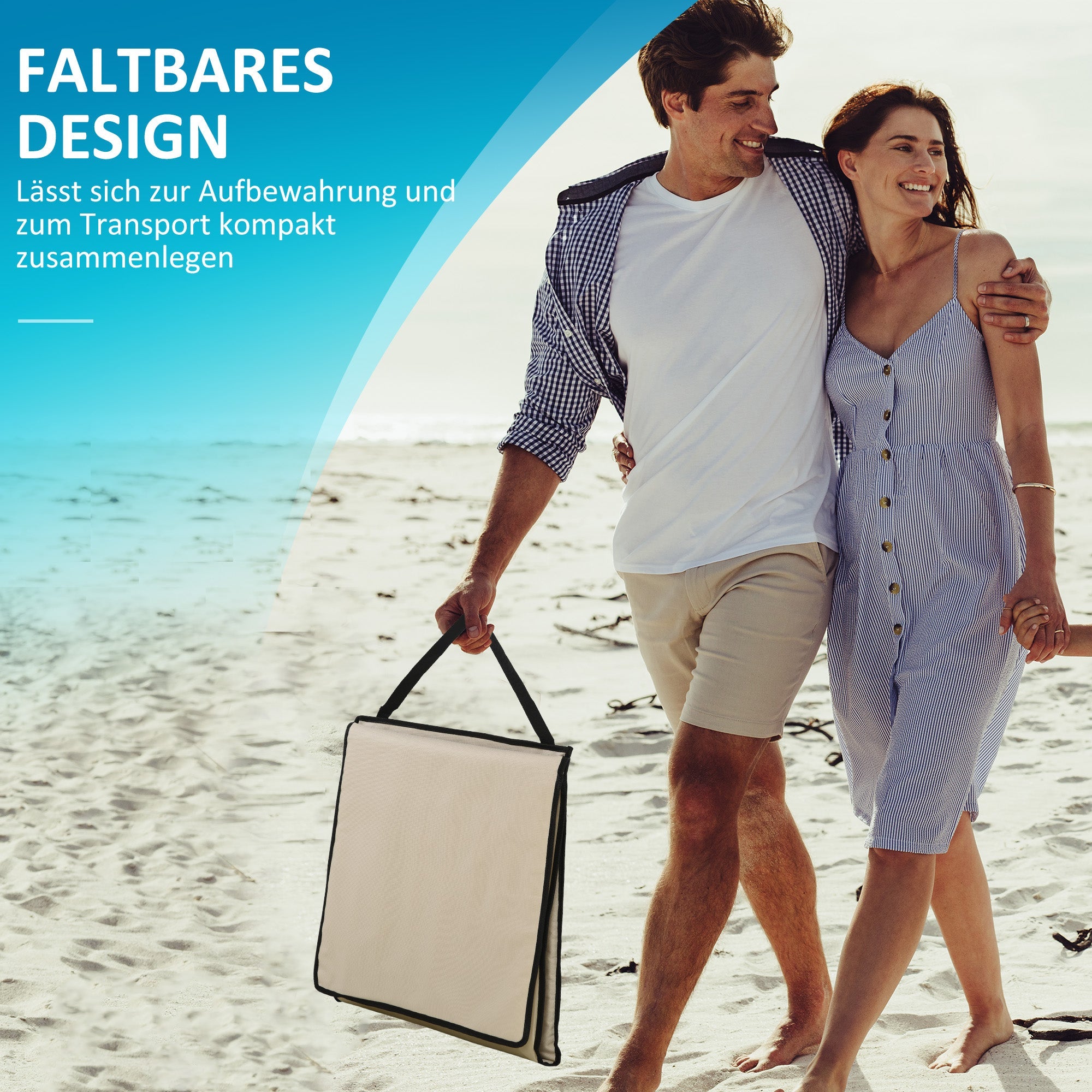 Set of 2 Foldable Beach Mats and Sun Loungers, Adjustable with Carrying Bag and Pocket, Steel/Oxford Fabric