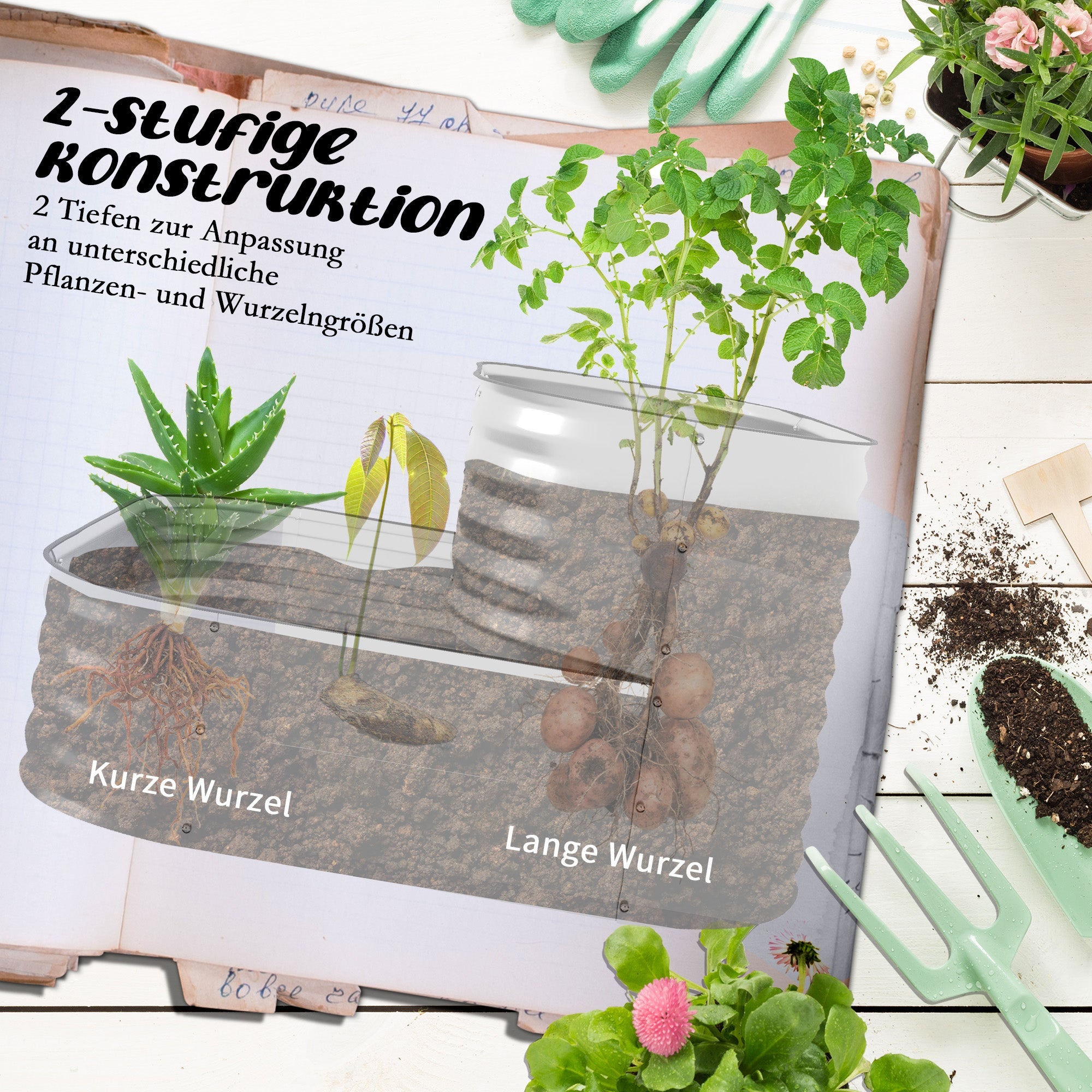 Flower Shelf Plant Shelf Garden Balcony 118x45x30cm Metal Silver