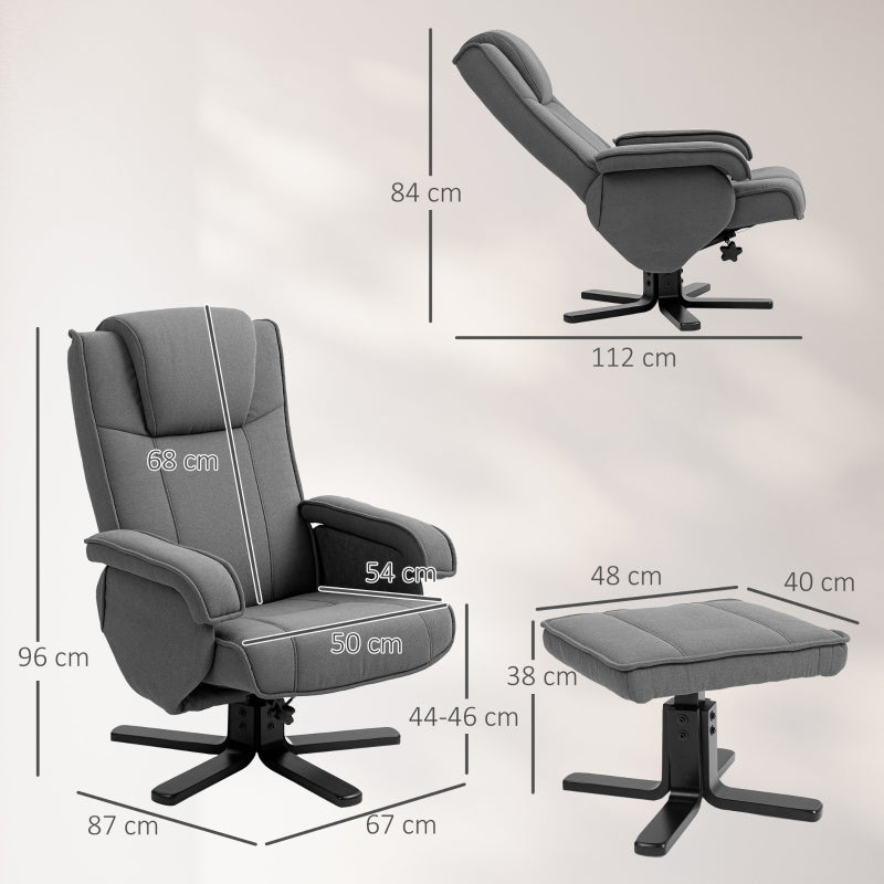 Recliner Chair, 360° Rotating, Adjustable Backrest, Reclining, Rocking, Velvet-Look, Dark Grey