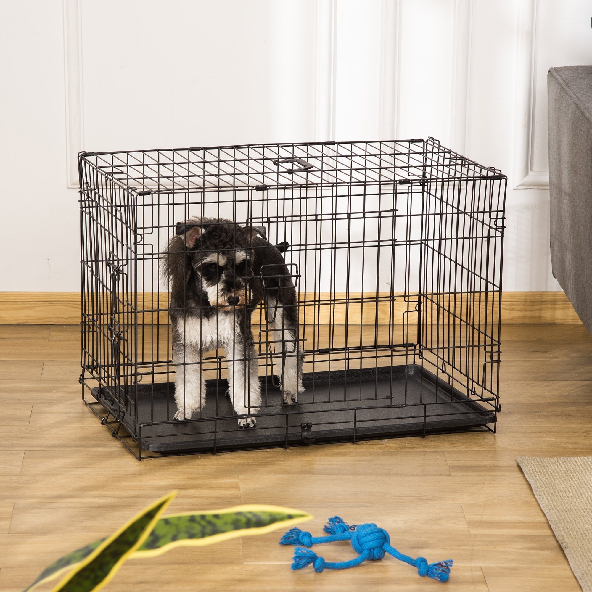 Dog Crate Transport Box, Foldable Metal, Black