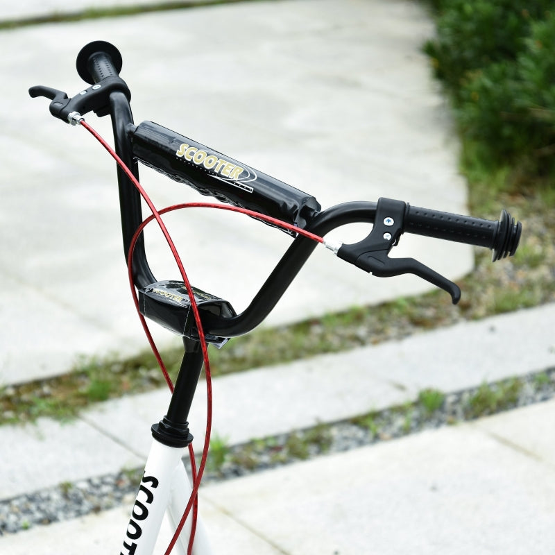 children's scooter with pneumatic tires and handbrake, foldable, 16 inches, white